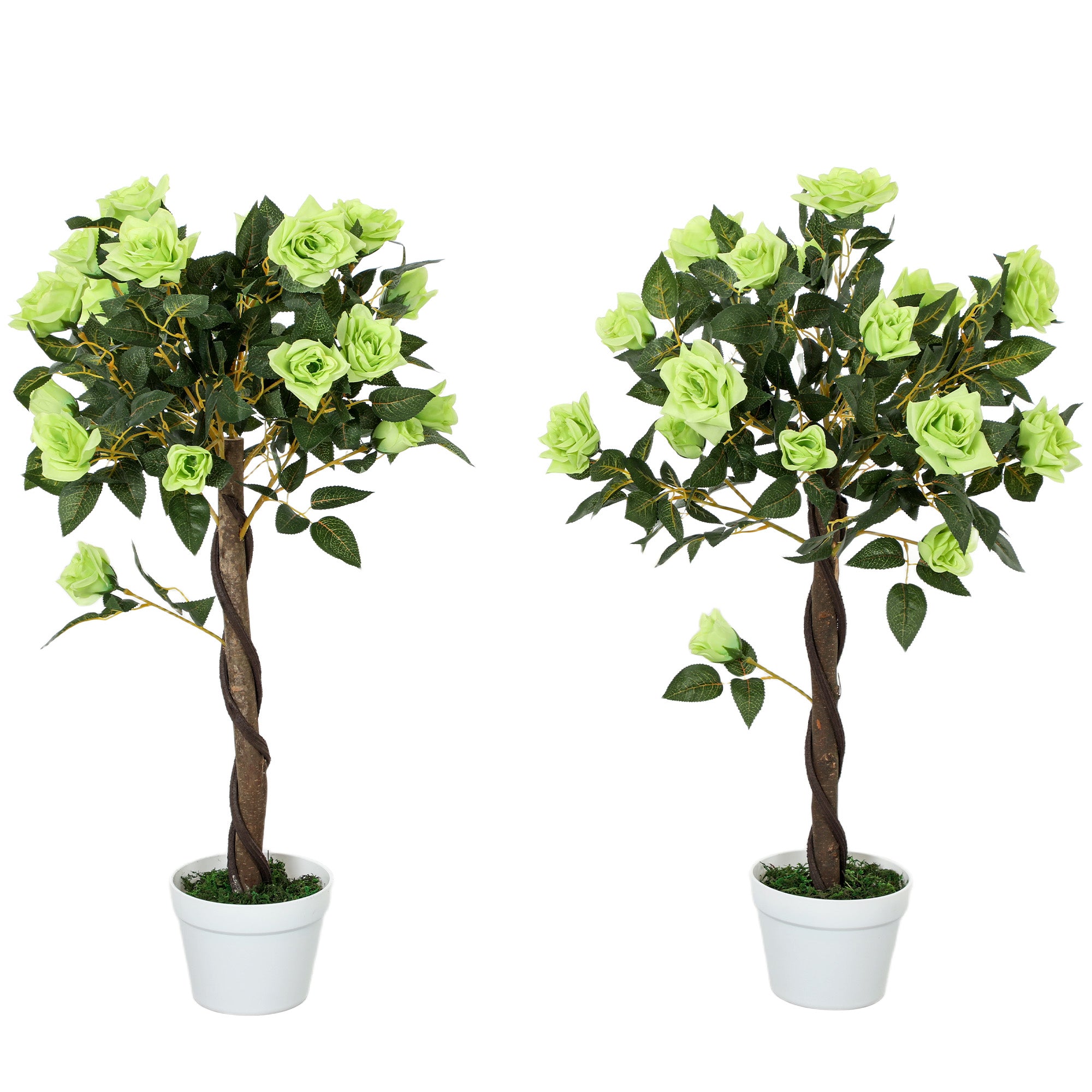 Outsunny Set of Two Faux Rose Trees - Green - North Peak Garden Furniture