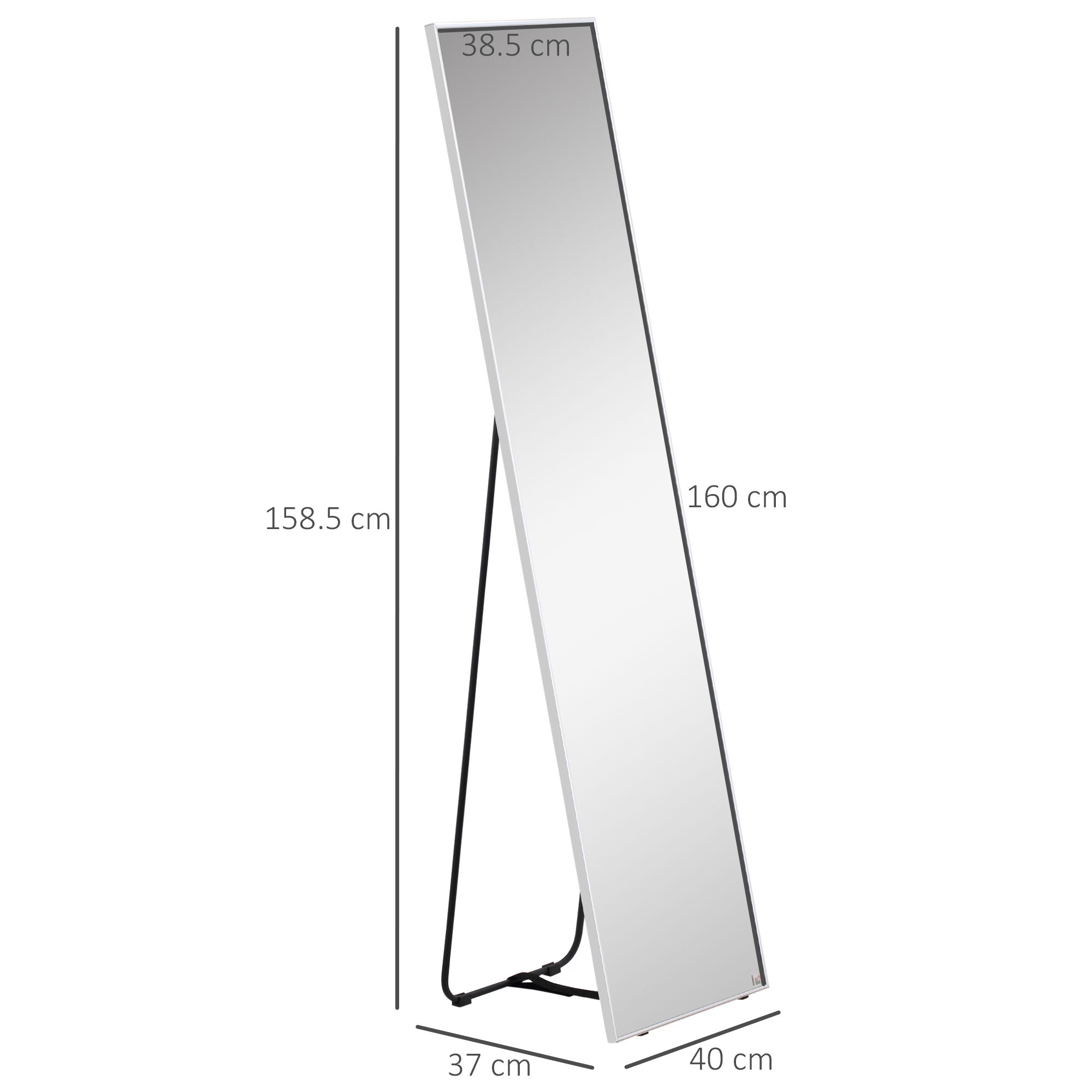 HOMCOM Full Length Mirror Wall-Mounted, 160 x 40 cm Freestanding Rectangle Dressing Mirror for Bedroom, Living Room, Black Frame - North Peak Garden Furniture