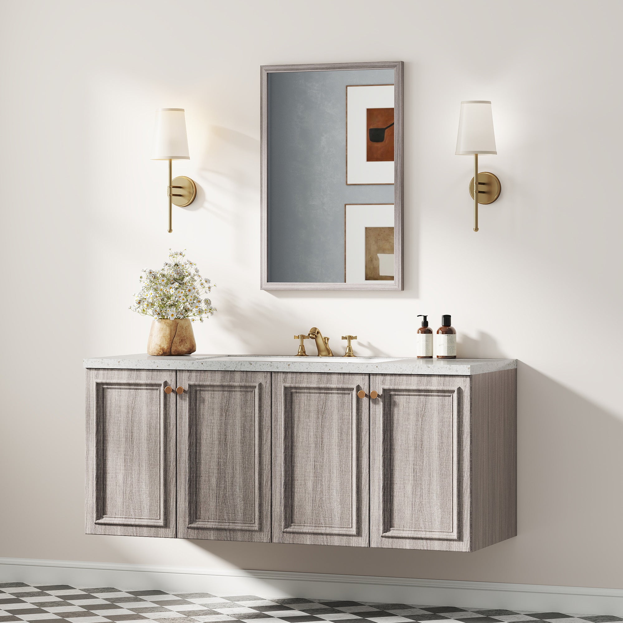 HOMCOM Wall Bathroom Mirror, 40 x 60 cm Wall-Mounted Mirror for Living Room, Bedroom, Hallway, Grey