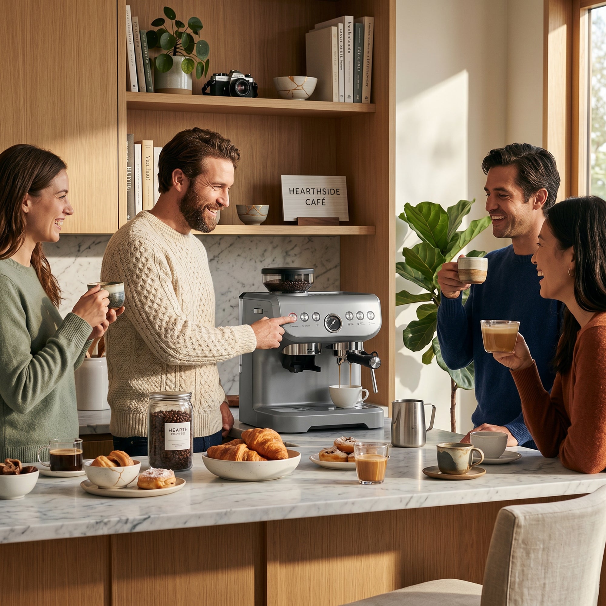 HOMCOM 15 Bar Coffee Machine, with Adjustable Grind, Steamer and Accessories - Silver Colour
