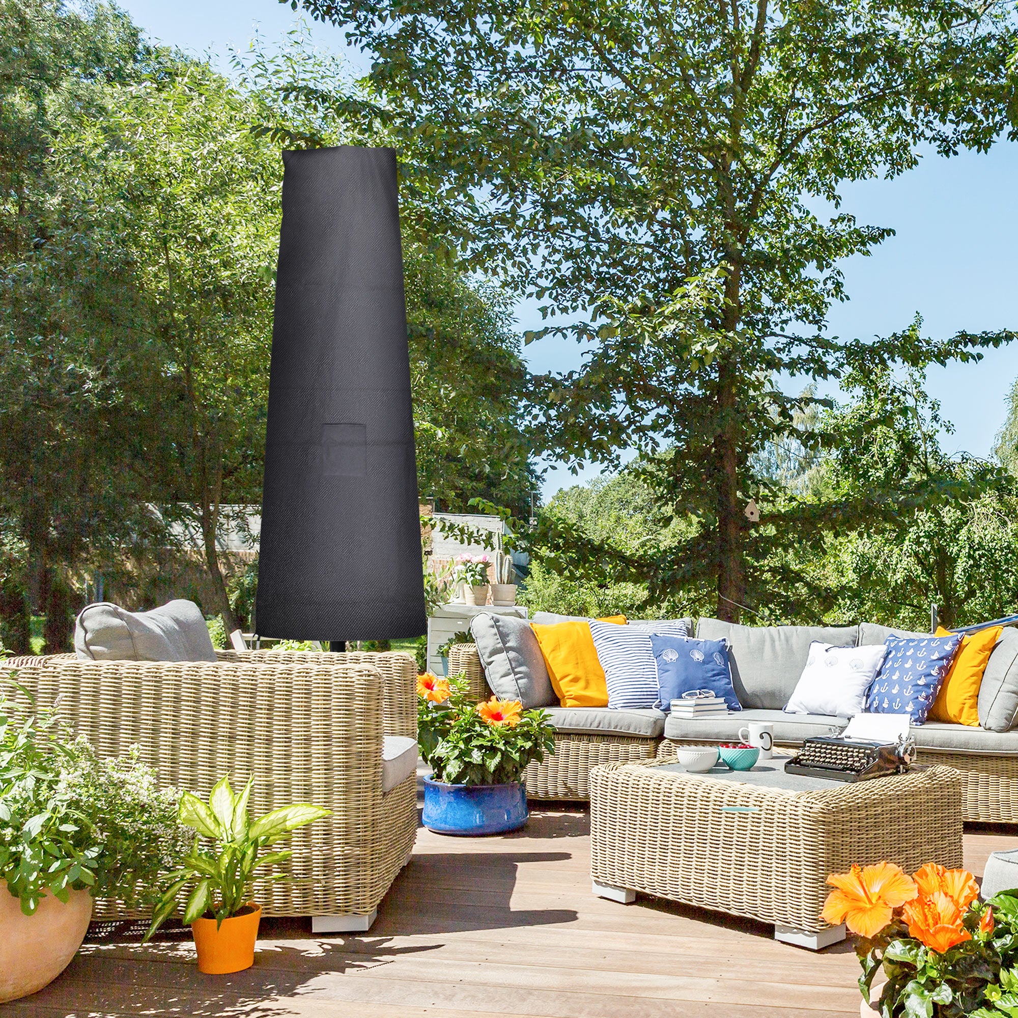 Outsunny Garden Parasol Cover Waterproof Outdoor Cantilever Banana Umbrella Protector 300D Oxford Fabric 200 x 50/80 cm - North Peak Garden Furniture