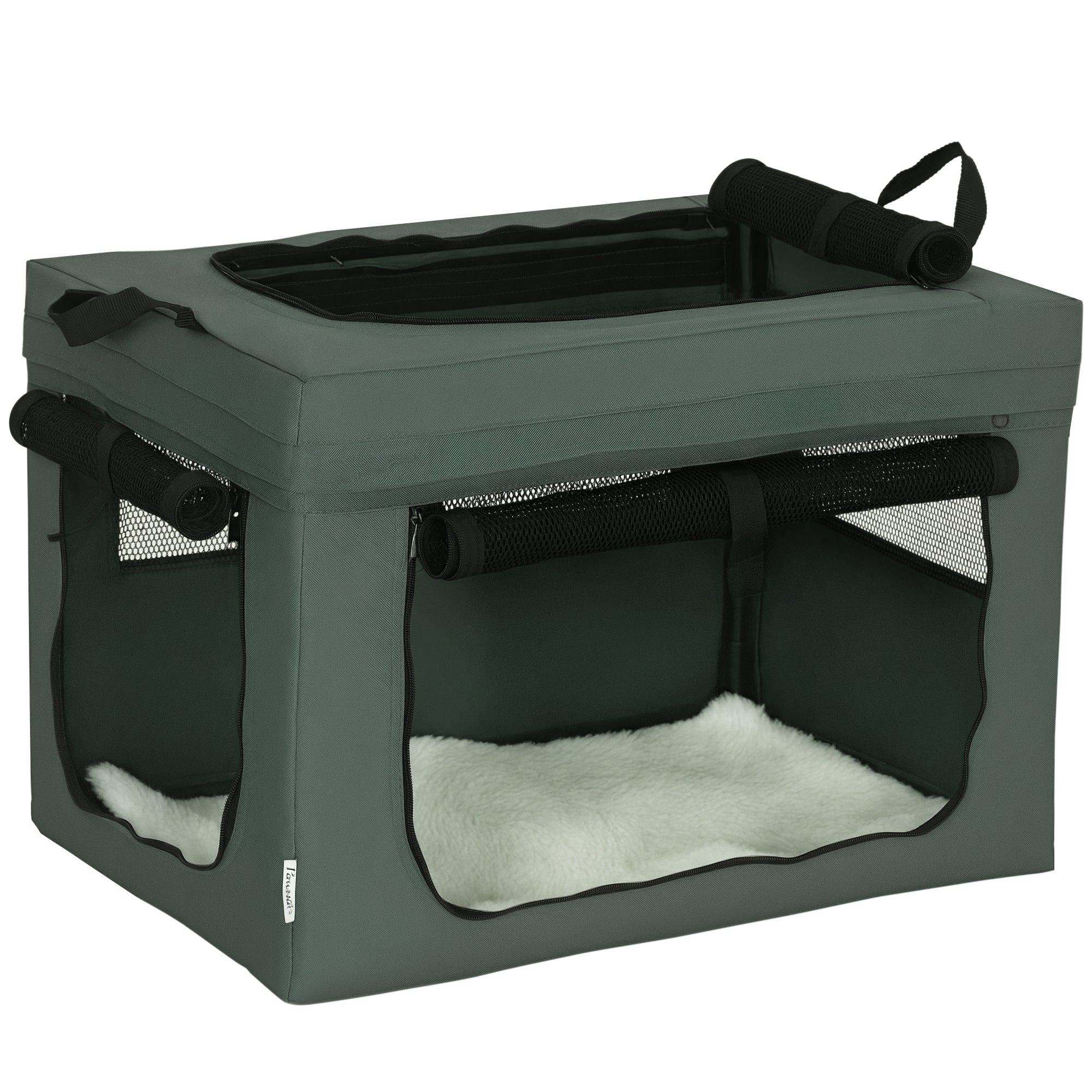 PawHut 60cm Pet Carrier, with Cushion, for Miniature Dogs - Grey