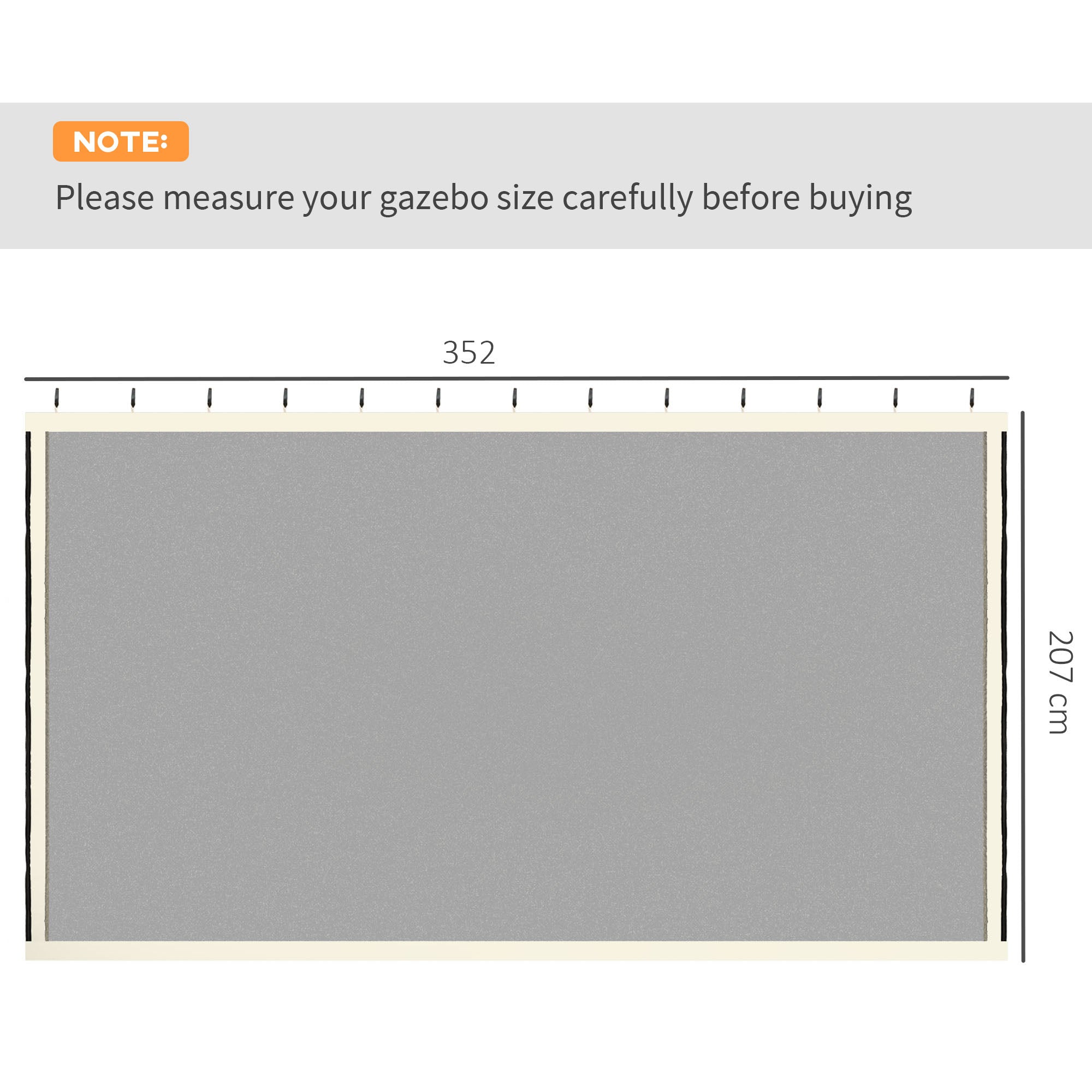 Outsunny 352 x 207cm Universal Replacement Mesh Sidewall Netting for Patio Gazebos and Canopy Tents, (Sidewall Only) Beige - North Peak Garden Furniture