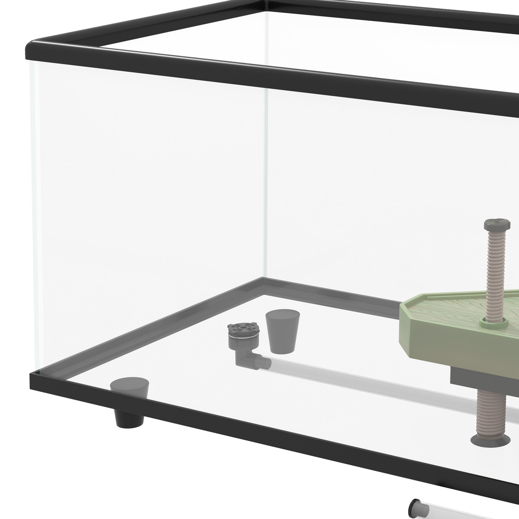 PawHut 50L Glass Turtle Tank Aquarium with Basking Platform, Easy Drainage, Strip Patch Thermometer