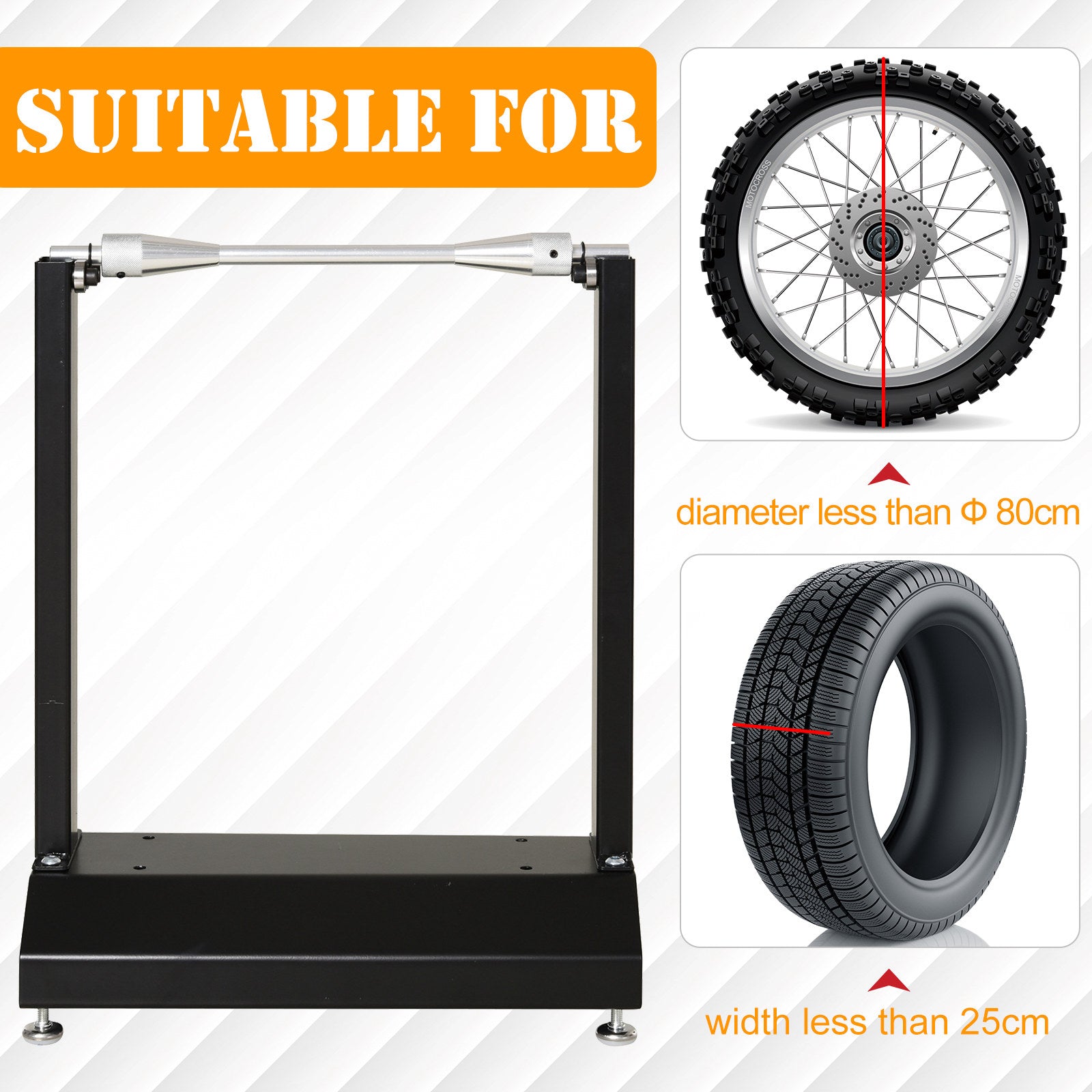 DURHAND Motorcycle Bicycle Wheel Lifting Balance Stand, Motorbike Portable Stand, Rotating Adjustment Wheel