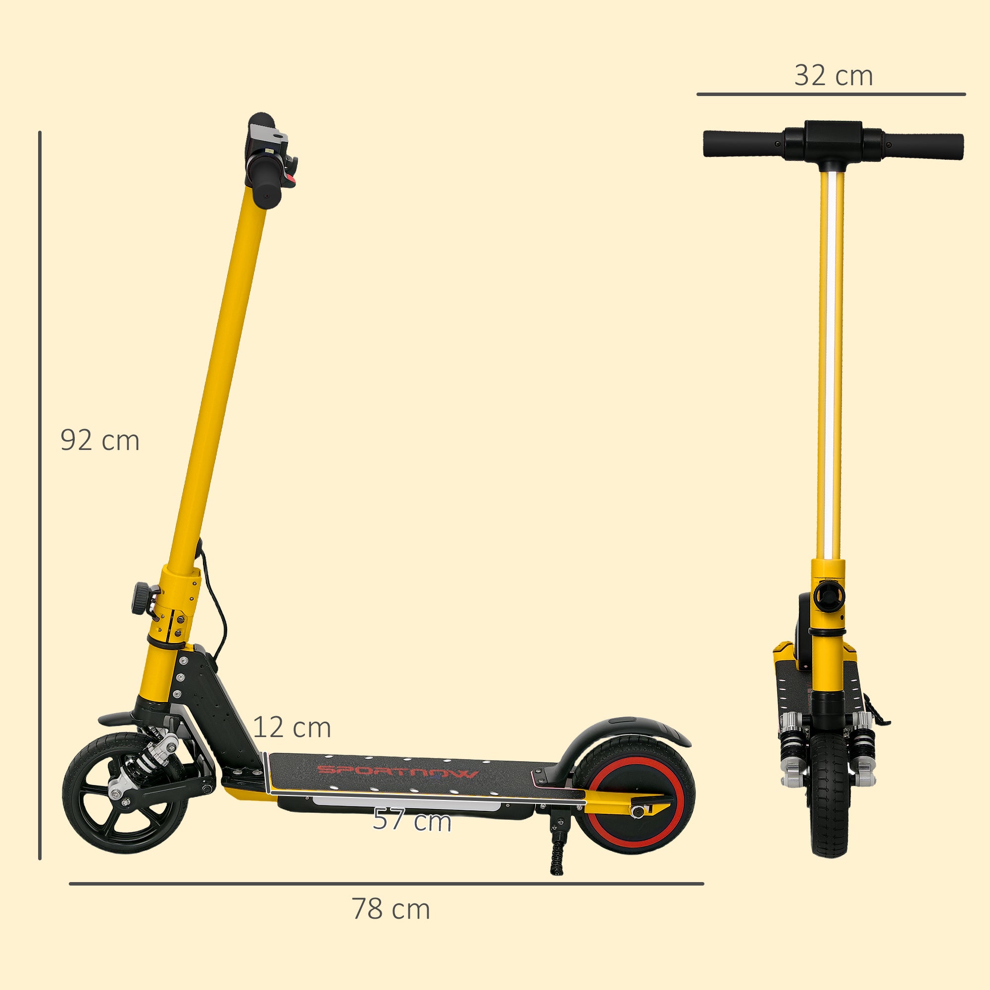 SPORTNOW Folding Electric Scooter for Kids Age 6-14 with Dual Brakes, Front Suspension, LED Colourful Lights and Display, 6.8kg Lightweight Aluminium E Scooter, Up to 14 KM/H & 6 KM, Gold Tone - North Peak Garden Furniture