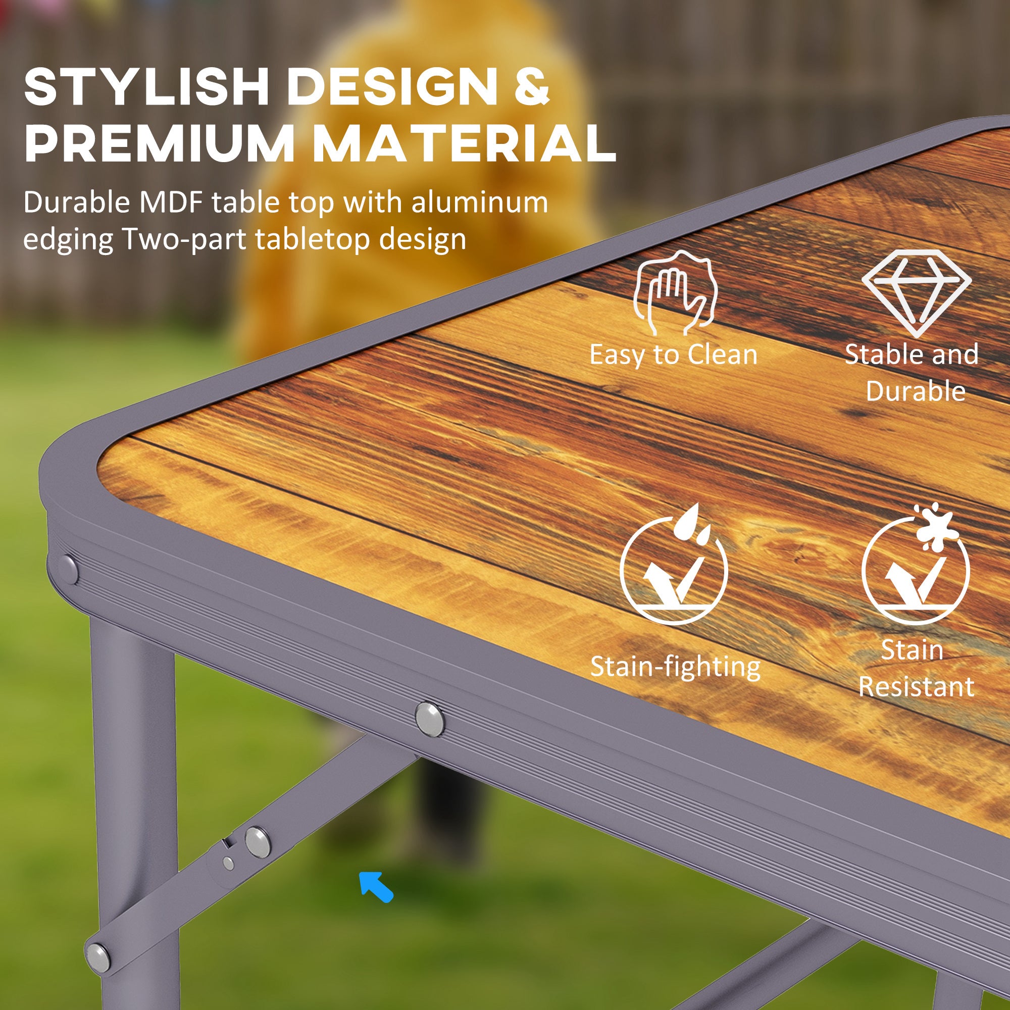 Outsunny 3ft Folding Camping Table Height Adjustable Aluminium Outdoor Garden Party Picnic BBQ Trestle Table Field Kitchen - North Peak Garden Furniture