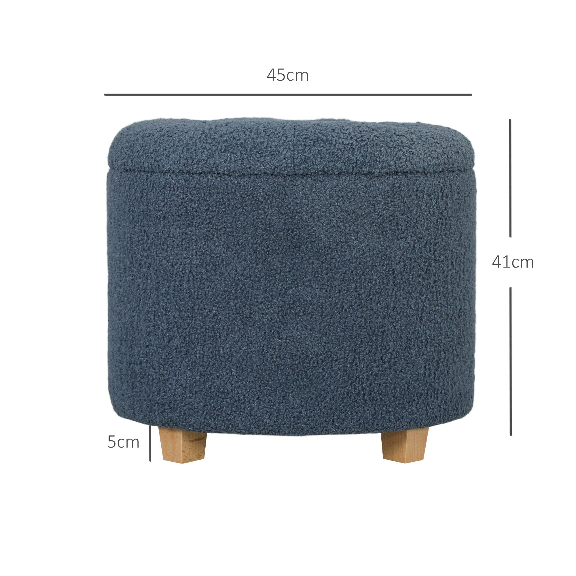HOMCOM 31.8L Teddy Fleece Storage Ottoman - Blue - North Peak Garden Furniture
