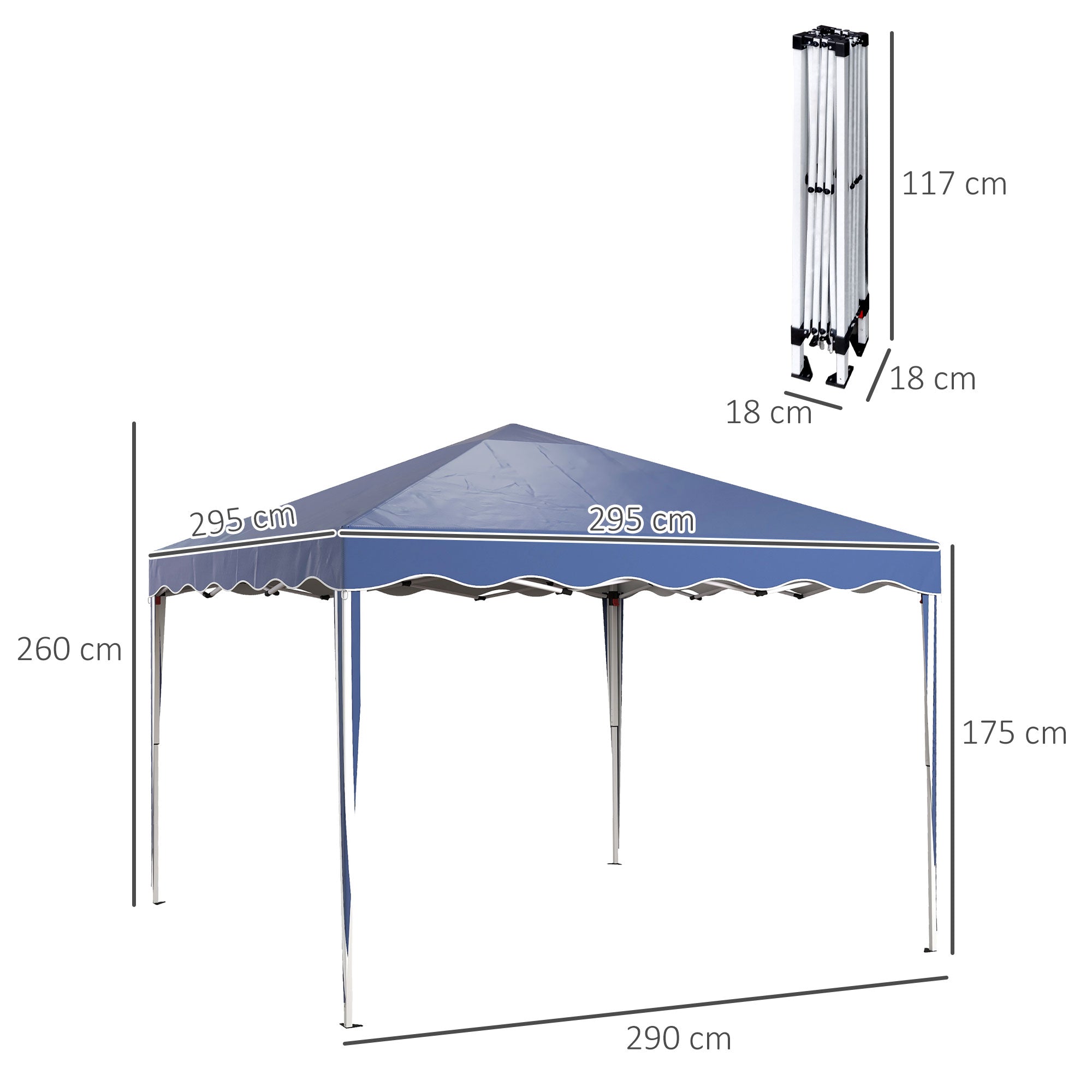 Outsunny 3 x 3cm Adjustable Height Pop-Up Gazebo, with Bag - Blue - North Peak Garden Furniture