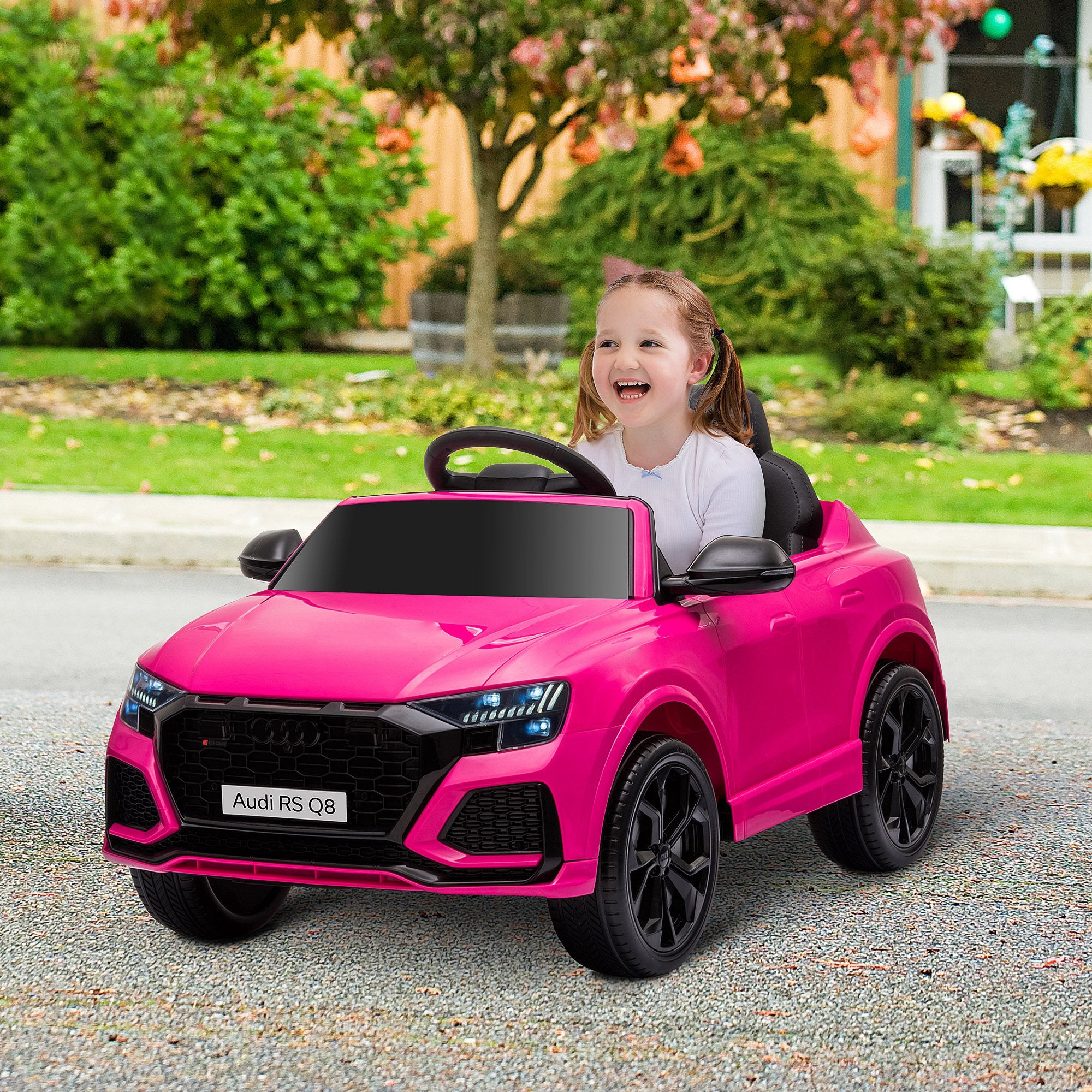 HOMCOM Audi RS Q8 6V Kids Electric Ride On Car Toy w/ Remote USB MP3 Bluetooth Pink - North Peak Garden Furniture