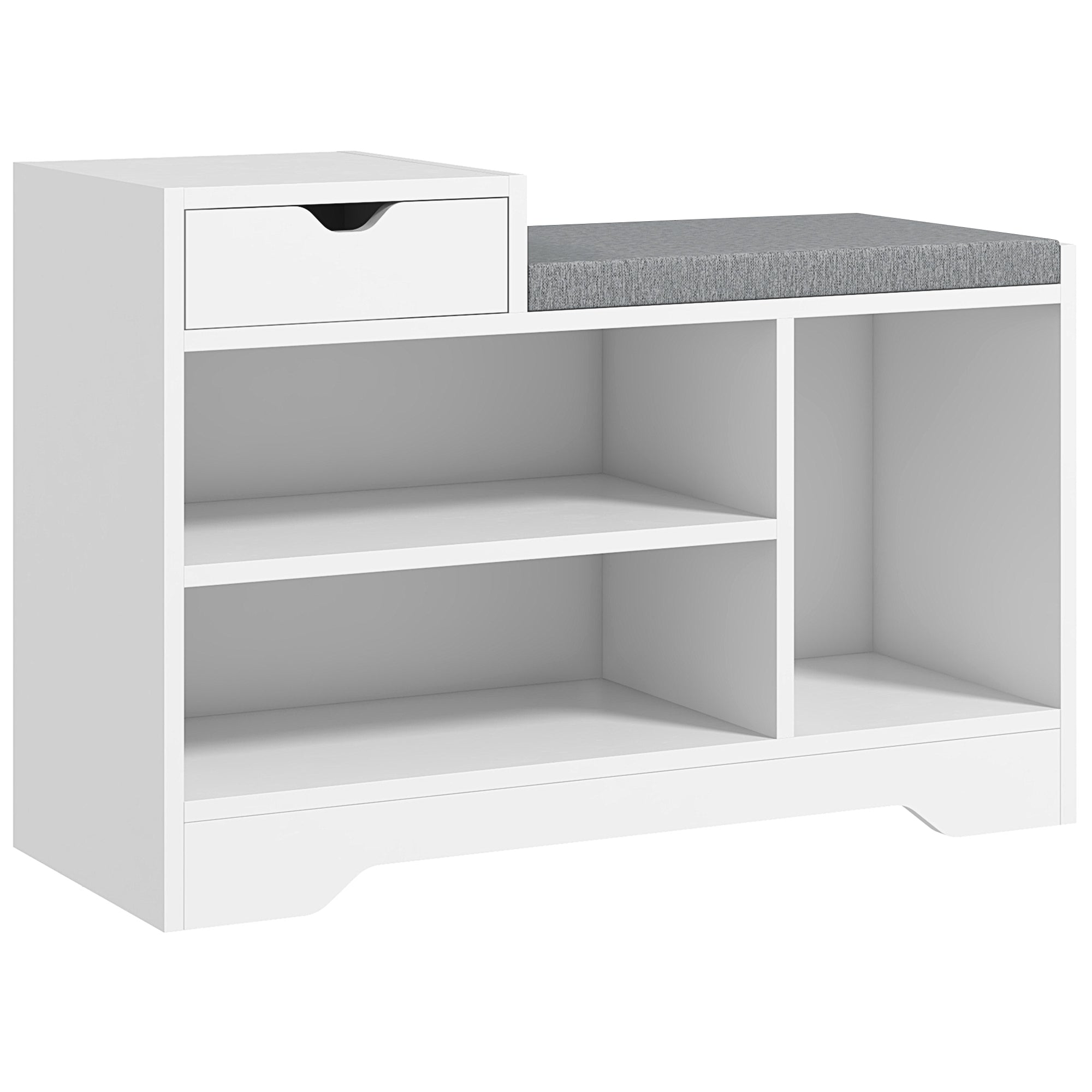 HOMCOM Multi-Compartment Shoe Bench, with Seat - White - North Peak Garden Furniture