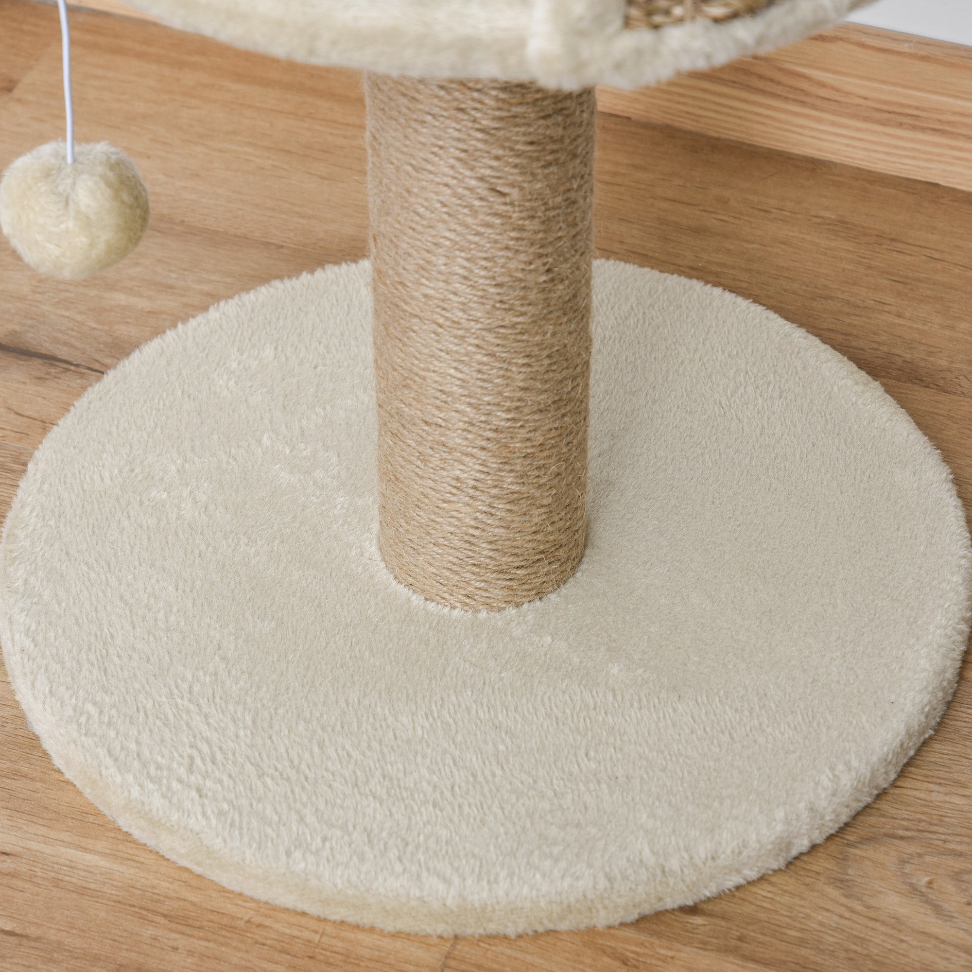 PawHut Cat Tree Tower Basics with Bed, Scratching Post, Activity Centre, Kitten House, Dangling Ball Perch, Beige