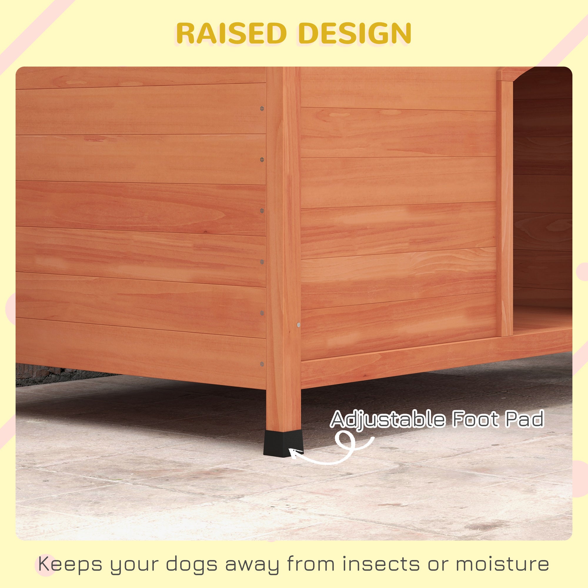 PawHut Wooden Dog Kennel, Outdoor Pet House, with Removable Floor, Openable Roof, Water-Resistant Paint - Natural Wood Tone - North Peak Garden Furniture