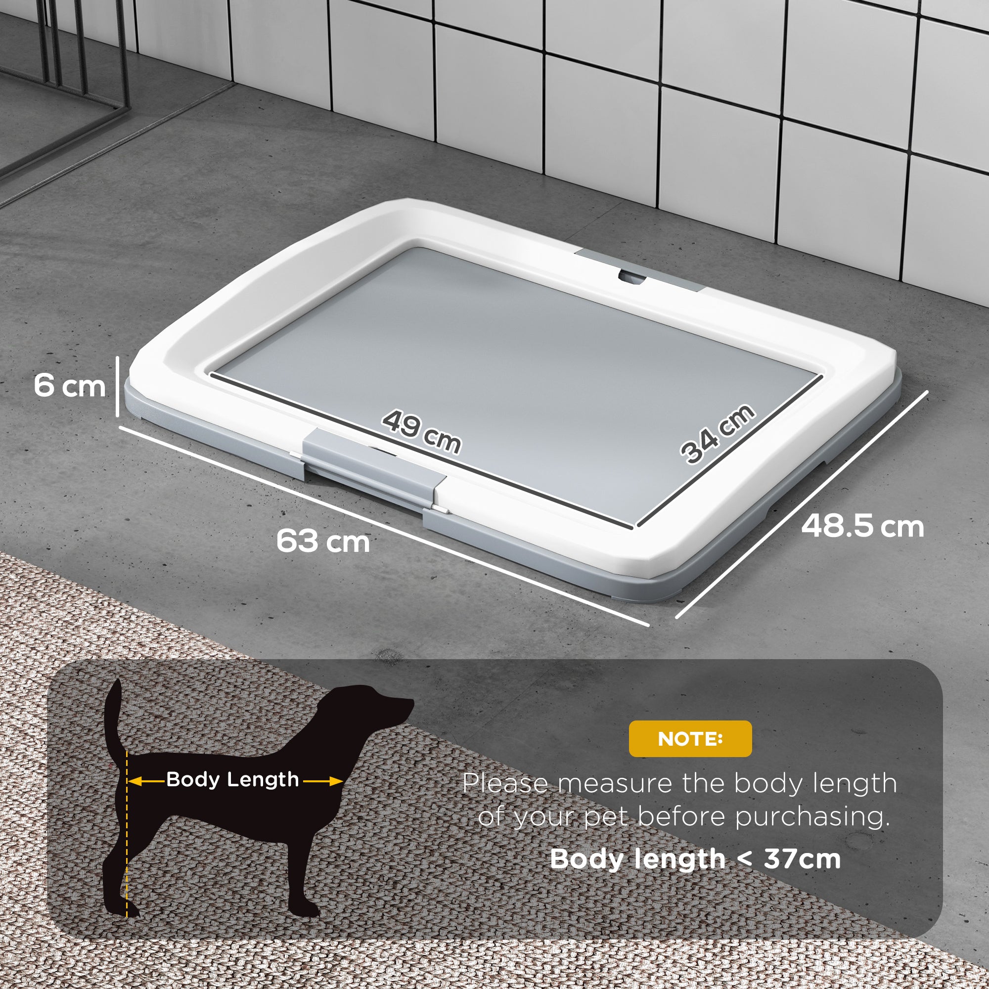 PawHut Dog Toilet Tray for Training Dogs, Dog Litter Tray for Indoor, Outdoor, 63 x 49 x 6cm - North Peak Garden Furniture