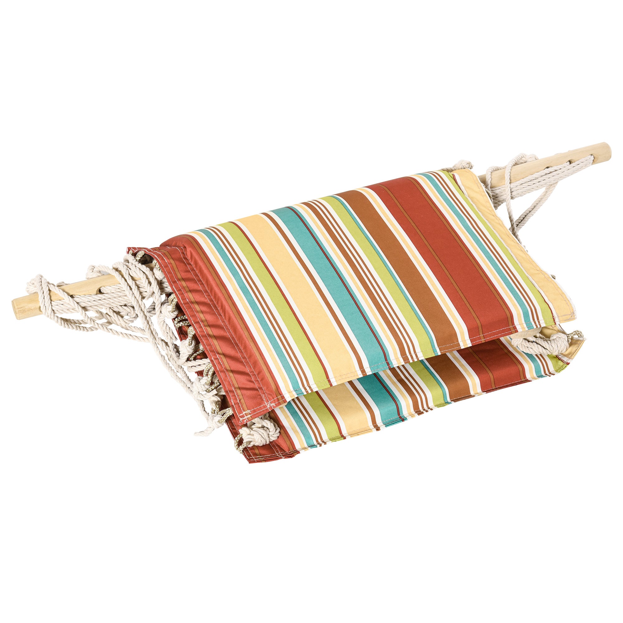 Outsunny Hanging Hammock Chair Swing Chair Thick Rope Frame Safe Wide Seat Indoor Outdoor Home, Patio, Yard, Garde Spot Stylish Multi-Color Stripe - North Peak Garden Furniture