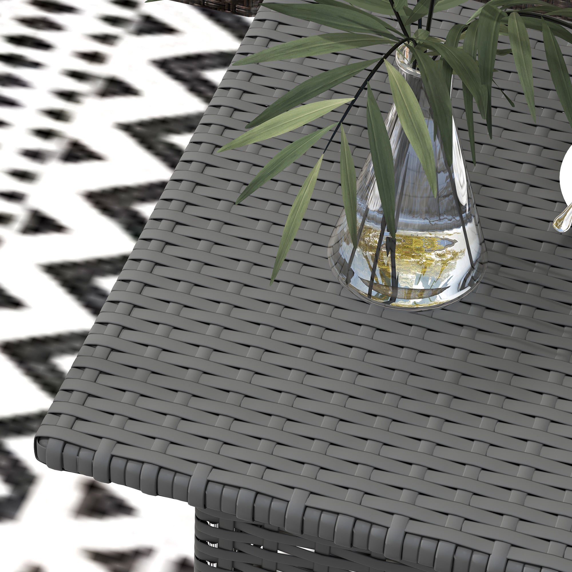 Outsunny Rattan Side Table, Outdoor Coffee Table with Plastic Board Under the Full Woven Table Top for Patio, Garden, Balcony, Grey - North Peak Garden Furniture