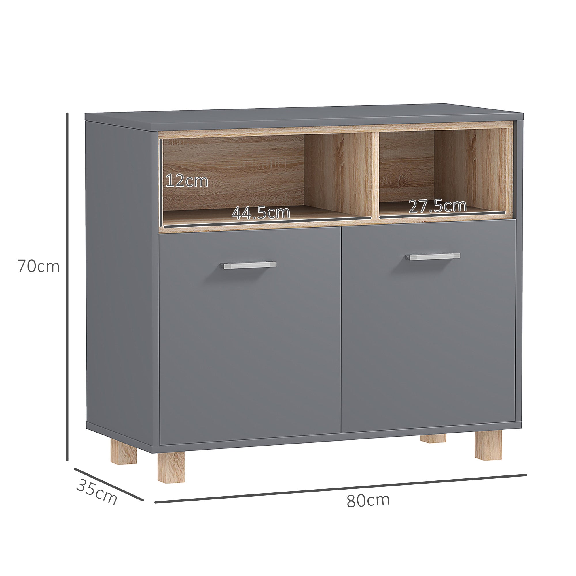 HOMCOM Freestanding Bathroom Cabinet, Bathroom Storage Unit, Bathroom Storage Cabinet with Open Compartments and Double Doors - North Peak Garden Furniture