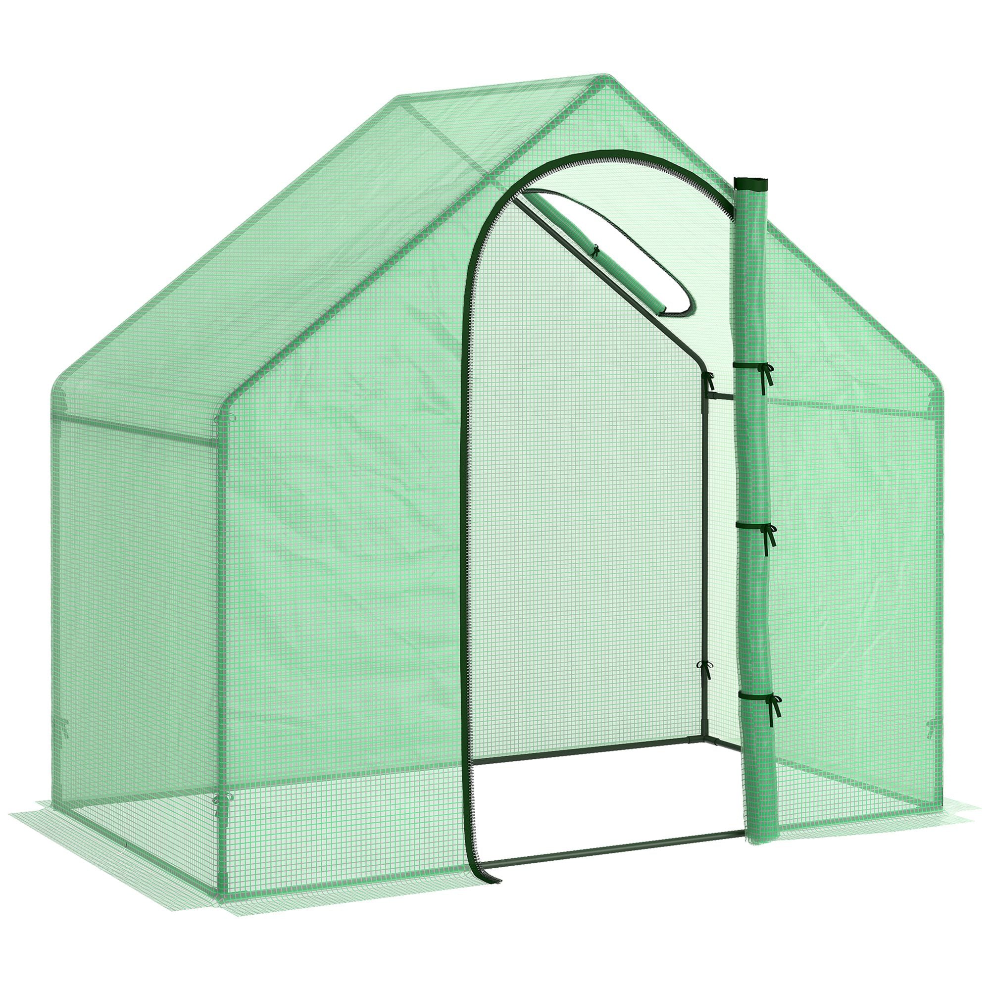 Outsunny Walk in Greenhouse Garden Grow House with Roll Up Door and Window, 180 x 100 x 168 cm, Green