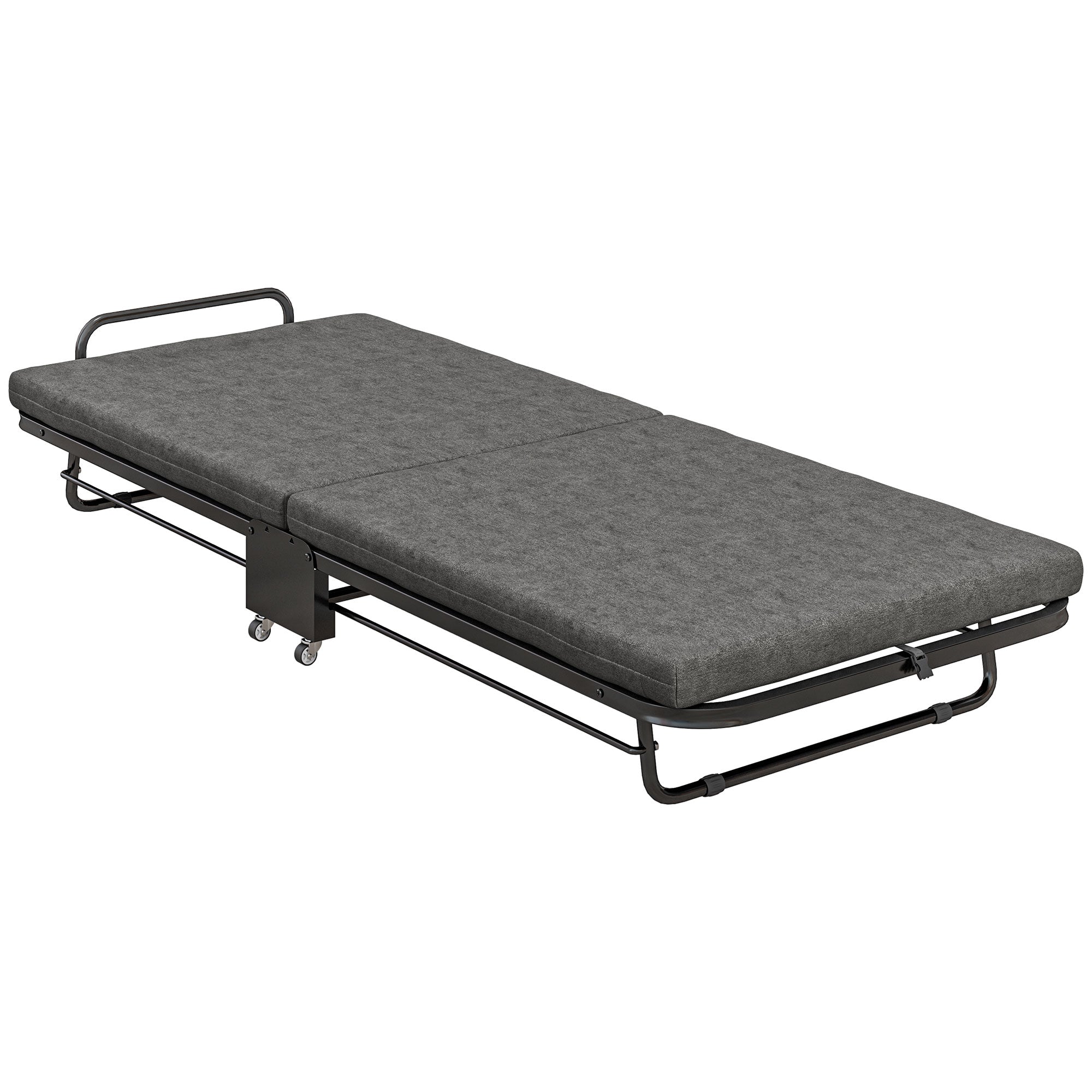 HOMCOM Single Temporary Folding Bed - Grey - North Peak Garden Furniture