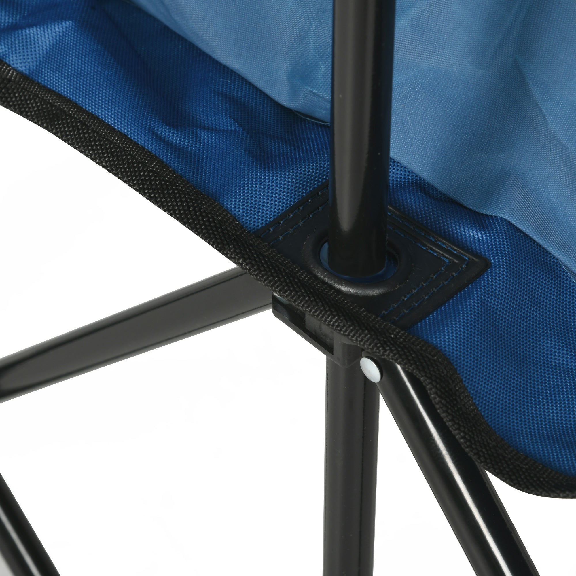 Outsunny 6 Seater Folding Bench, Outdoor Camping Chair Portable Sports Spectator Chair with Steel Frame, Cup Holder & Carry Bag, Blue - North Peak Garden Furniture