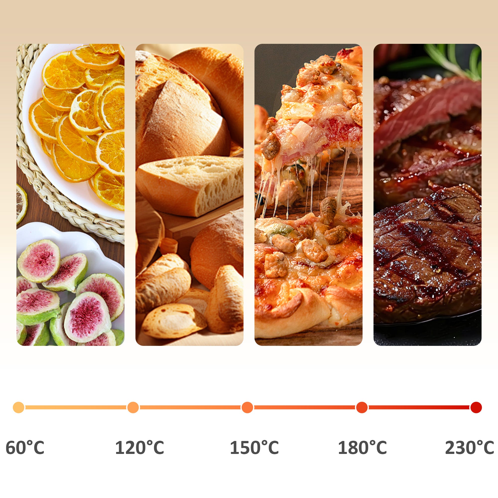 HOMCOM 20L 90-230℃ Mini Electric Oven - Cream - North Peak Garden Furniture