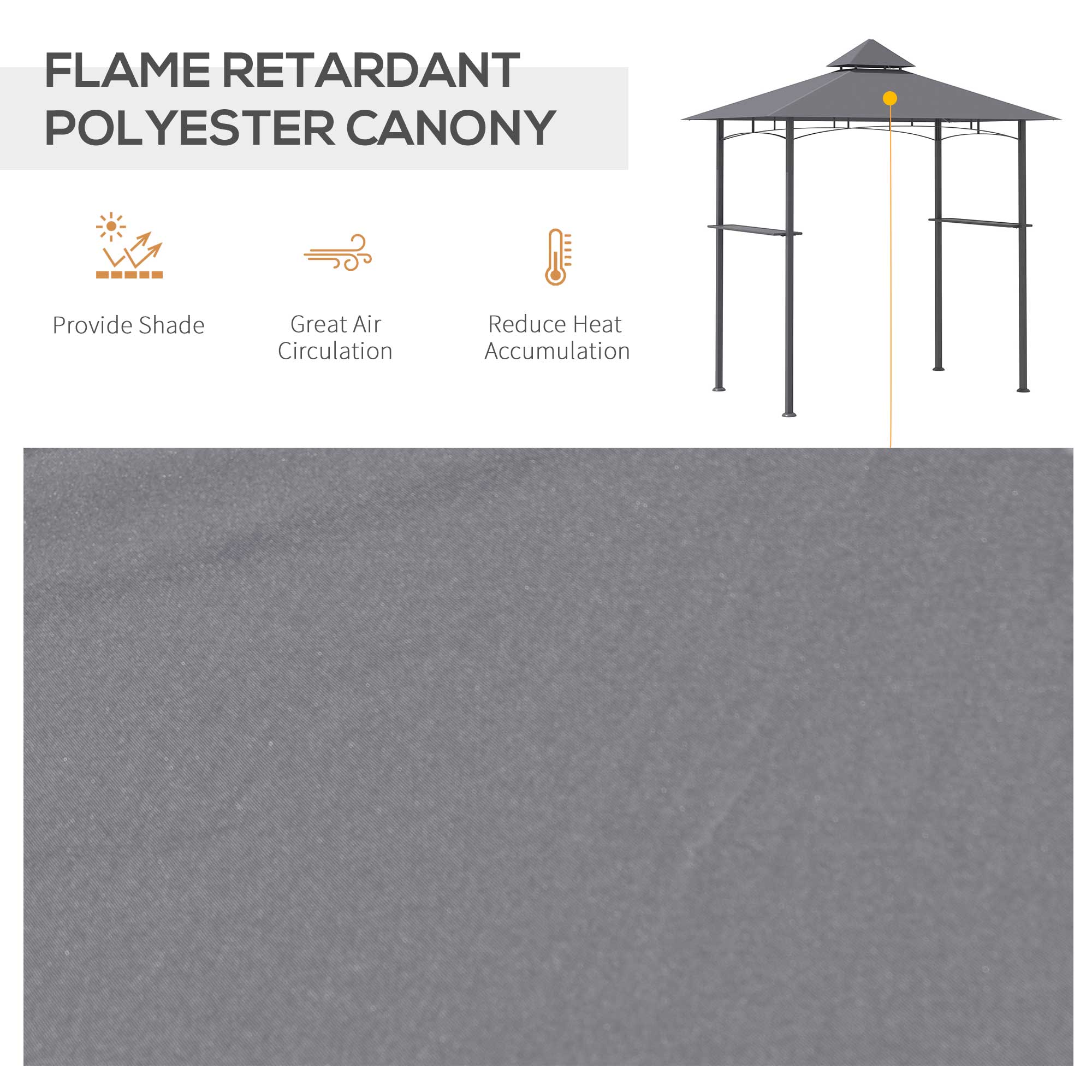 Outsunny 2.5M (8ft) New Double-Tier BBQ Gazebo Grill Canopy Barbecue Tent Shelter Patio Deck Cover - Grey - North Peak Garden Furniture