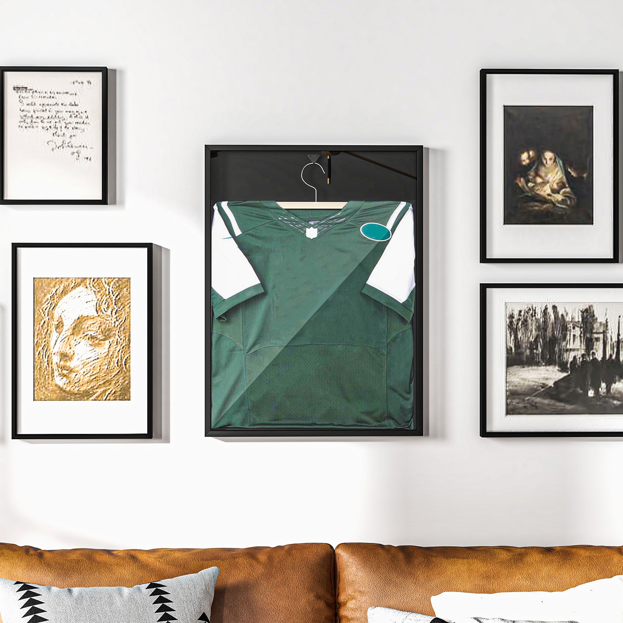 HOMCOM 60 x 80cm Shirt Display Frame, with Inner Hook and Hanger - Black - North Peak Garden Furniture
