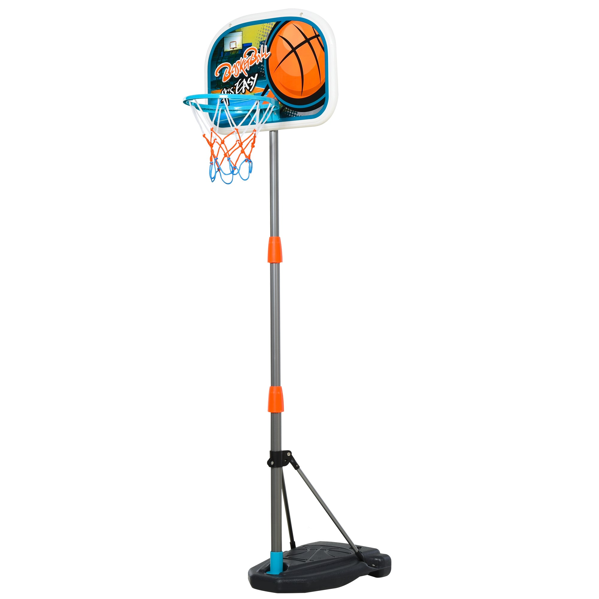 HOMCOM Kids Basketball Hoop and Stand Portable Basketball Stand Set w/ Ball Pump Netting Backboard Adjustable Height from 126 cm to 158 cm - North Peak Garden Furniture