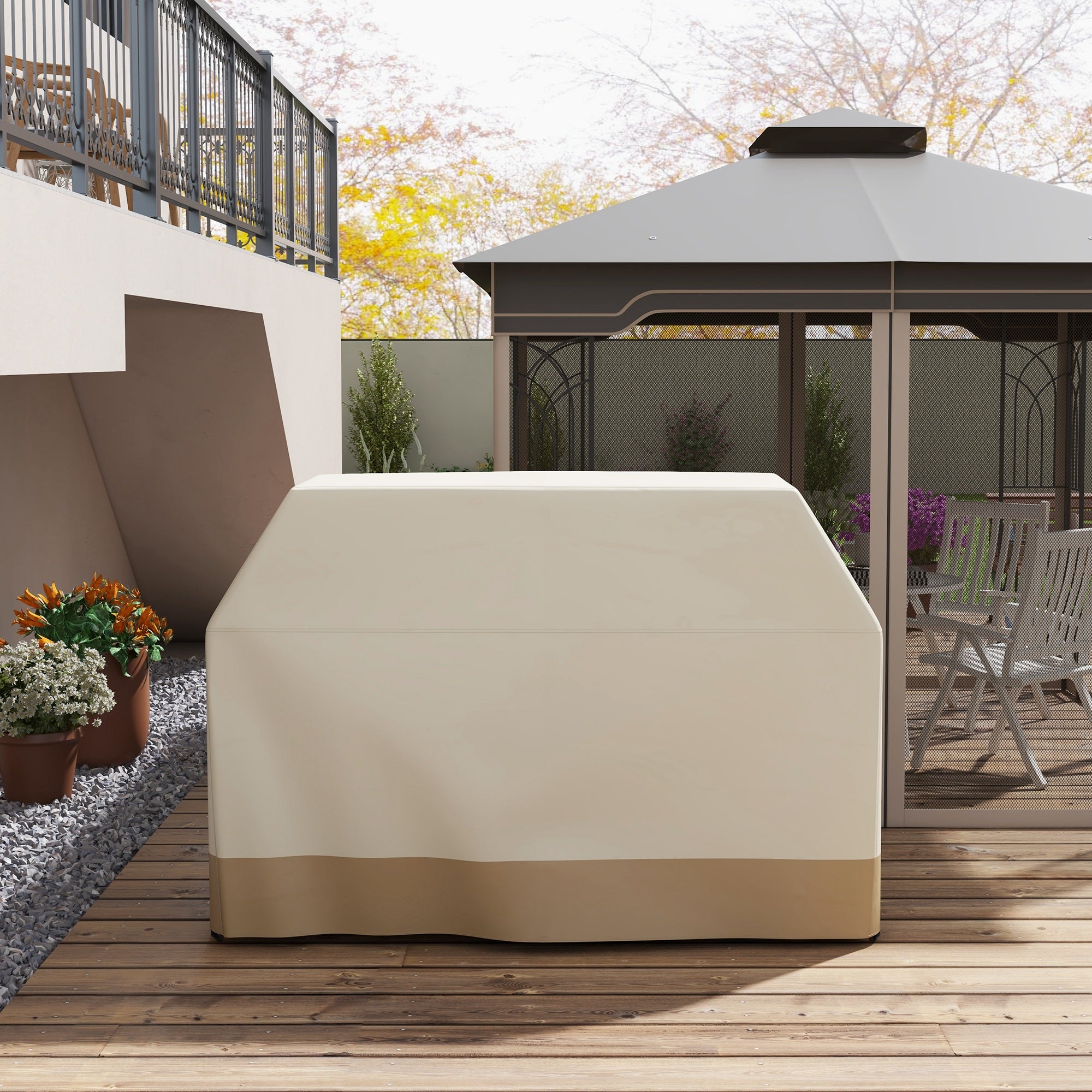 Outsunny 71W x 188Lcm PU Coated Protective Grill Cover - Beige - North Peak Garden Furniture