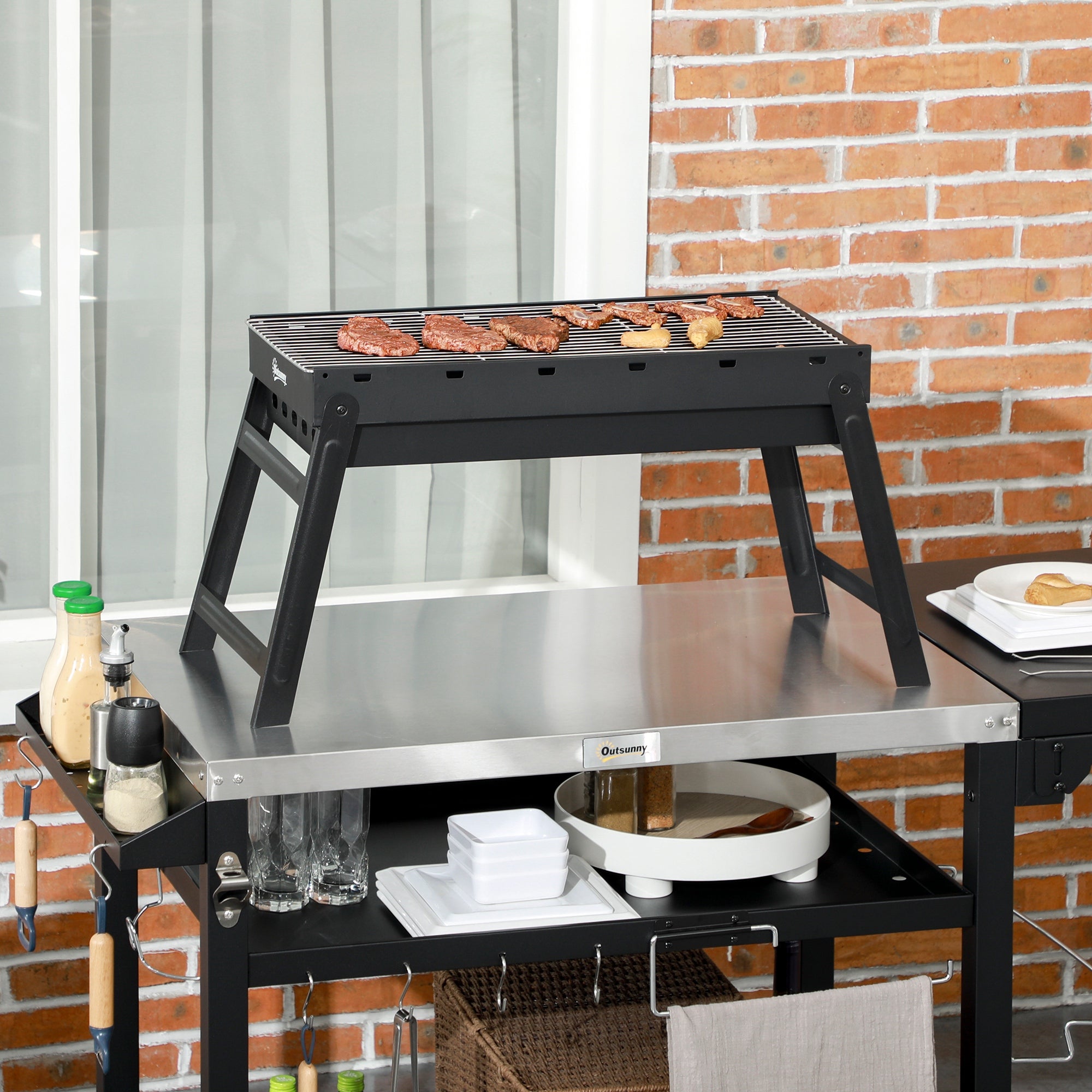 Outsunny Foldable Charcoal Grill - Black - North Peak Garden Furniture