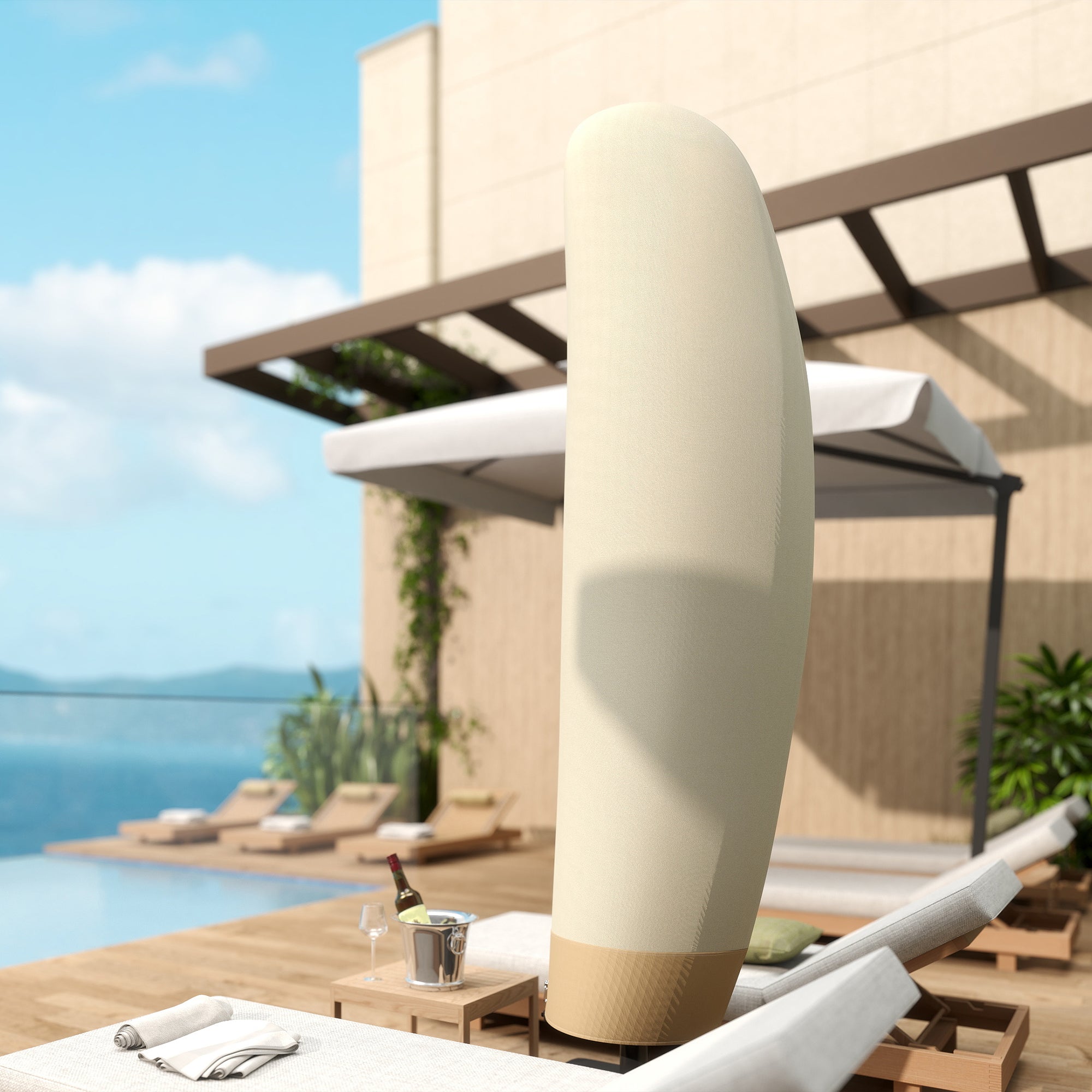Outsunny Deluxe Large Garden Waterproof Parasol Cover Outdoor Furniture Patio Market Banana Umbrella Cantilever Protector Rain Dust Protective w/Zip (Φ56 x 220H (cm))