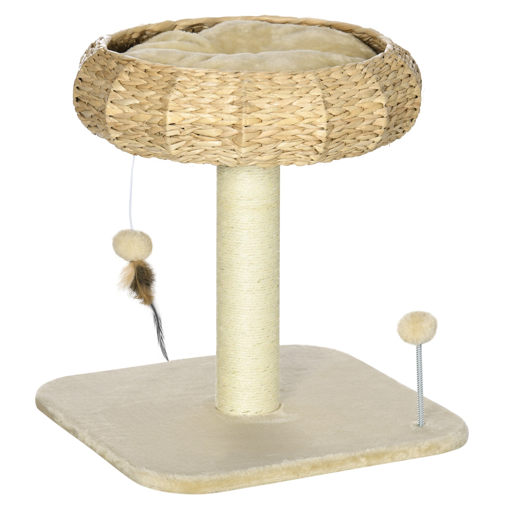 PawHut 51cm Cat Tree Kitten Tower, with Sisal Scratching Post, Top Bed, Toy Ball