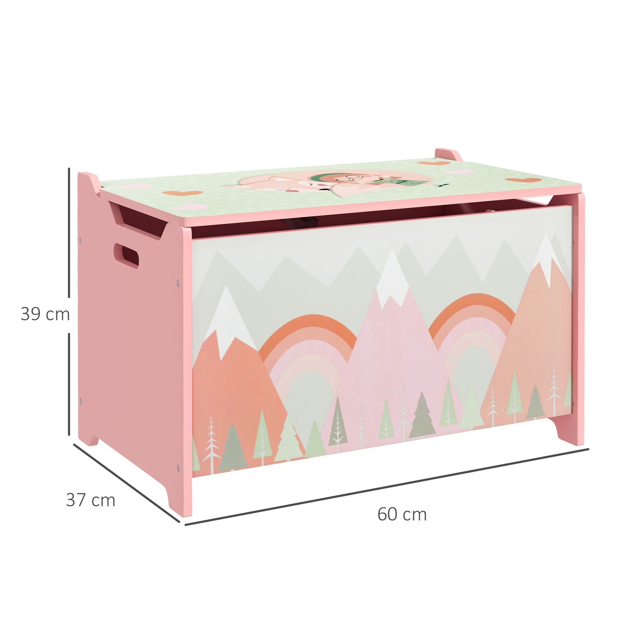 ZONEKIZ Toy Box, Kids Storage Chest, with Lid, Safety Hinge - Pink - North Peak Garden Furniture