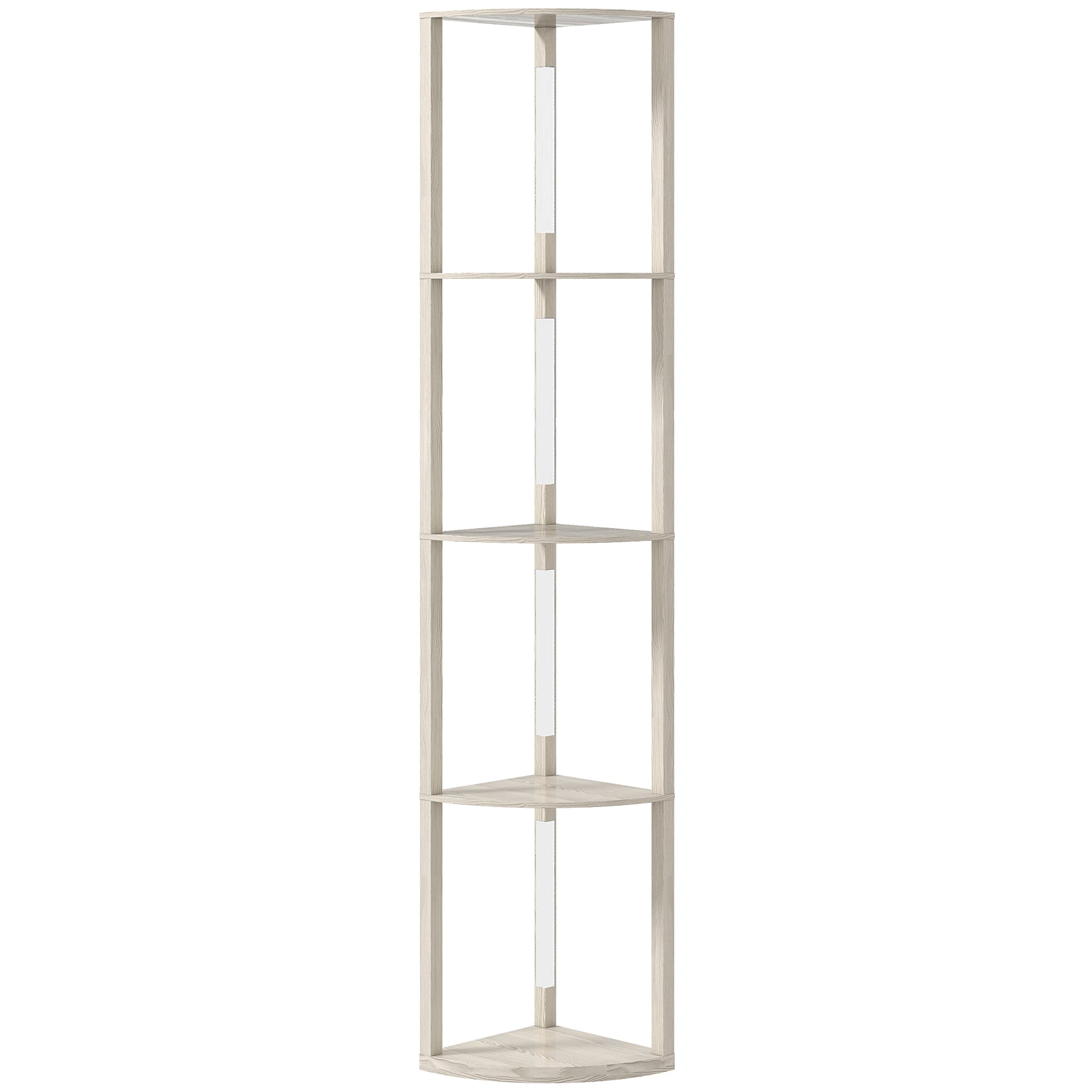 HOMCOM Corner Floor Lamp for Living Room Bedroom with Dimmable Warm White LED Light, Modern Tall Standing Lamp, Oak - North Peak Garden Furniture