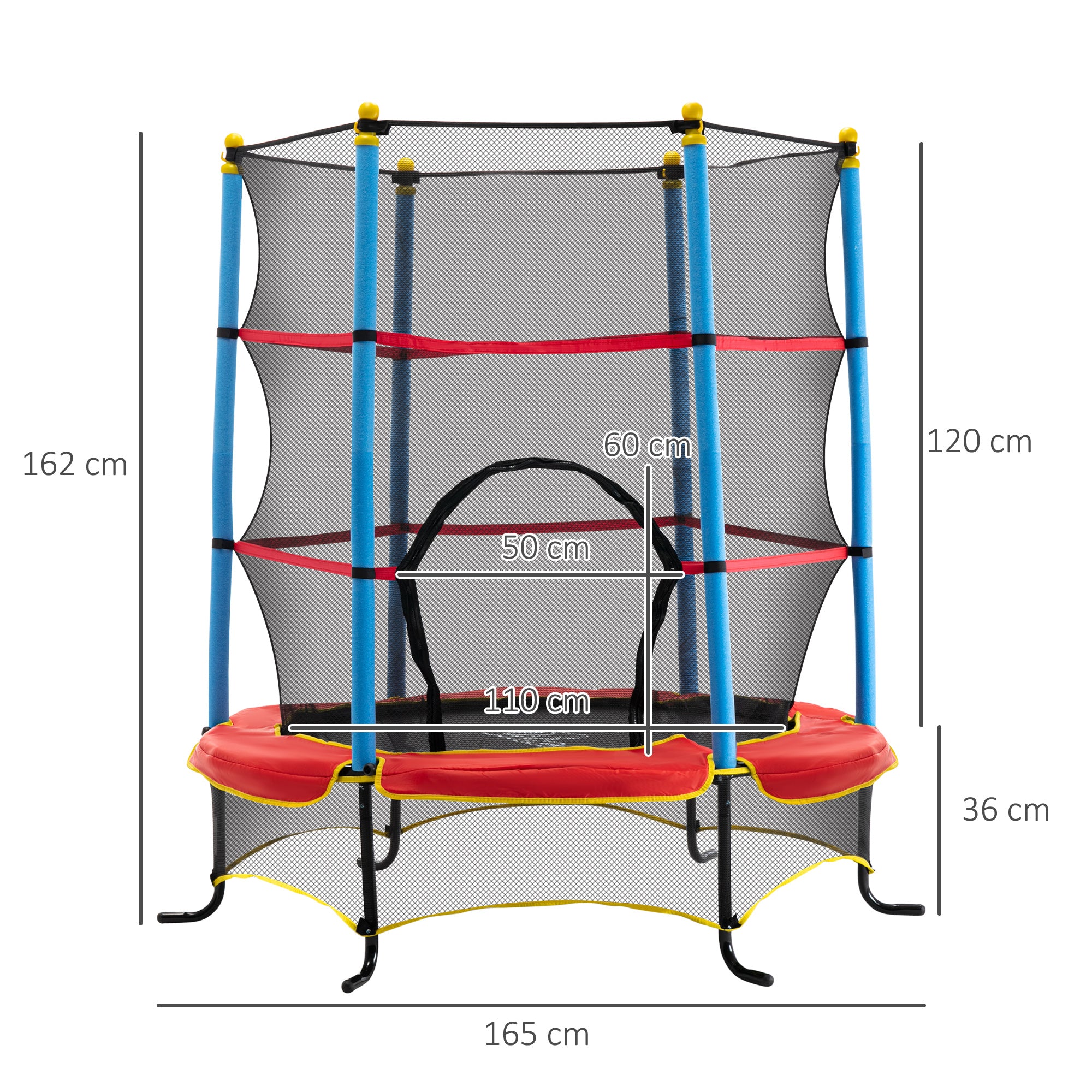 HOMCOM Kids Trampoline, with Safety Net, for Ages 3-10 Years