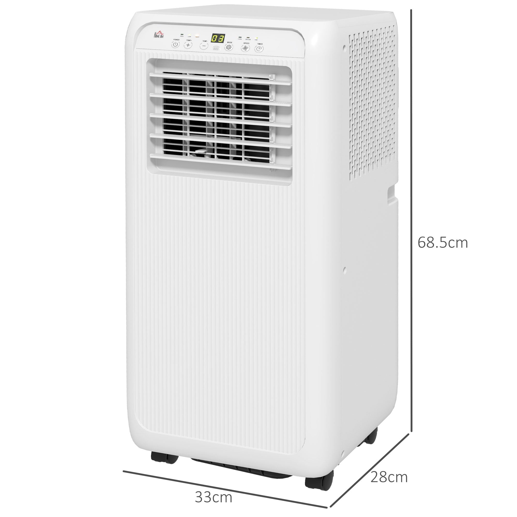 HOMCOM 9,000 BTU Mobile Air Conditioner for Room up to 28m², with Dehumidifier, 24H Timer, Wheels, Window Mount Kit
