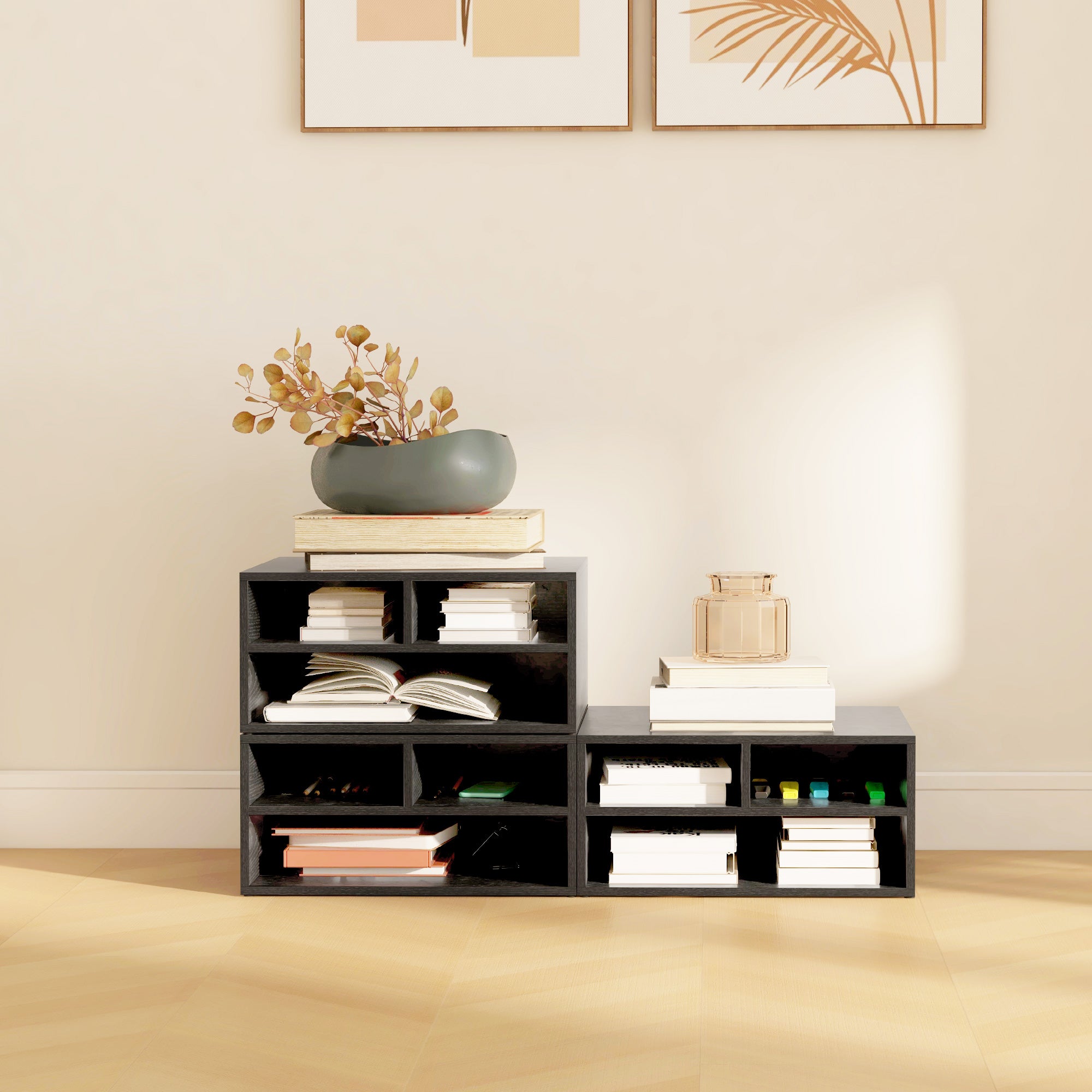 HOMCOM Three-Compartment Printer Storage Cabinet - Black - North Peak Garden Furniture