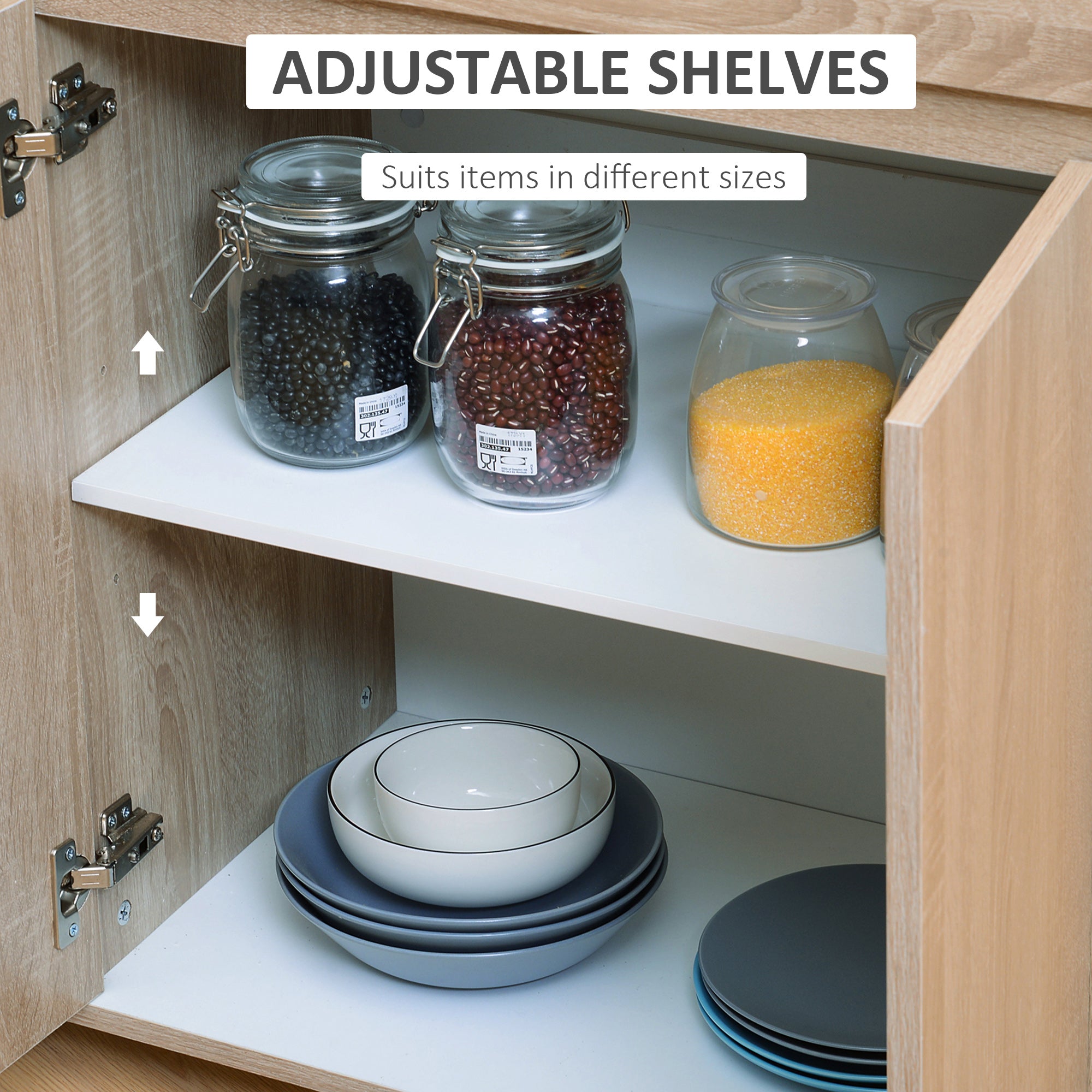 HOMCOM Kitchen Storage Trolley Cart Cupboard Rolling Island Shelves Cabinet With Door and Drawer Locking Wheels - North Peak Garden Furniture