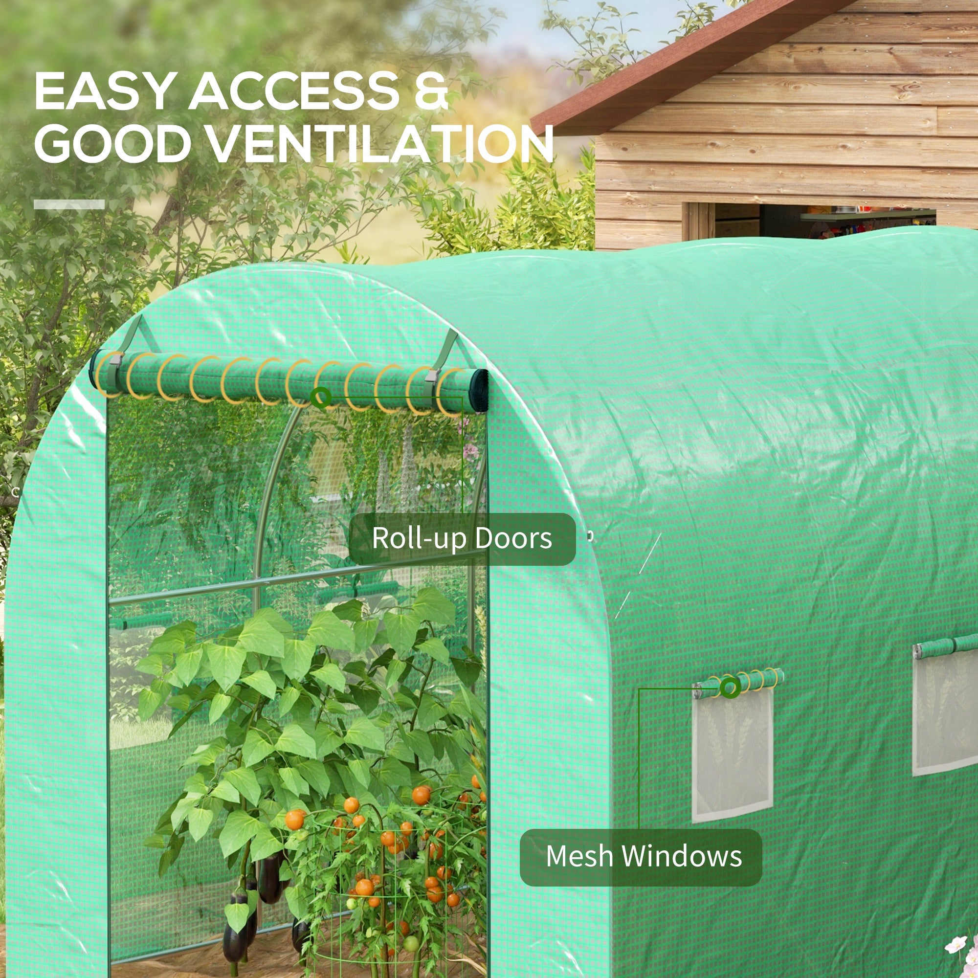Outsunny Sprinkler System Polytunnel Greenhouse, 3 x 2m, Green - North Peak Garden Furniture