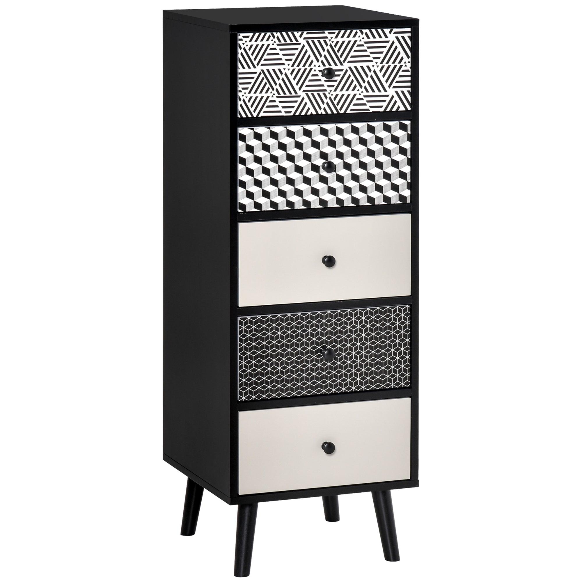 HOMCOM Chest of Drawers, 5 Drawer Dresser, Vertical Storage Organizer Unit for Bedroom, Living Room - North Peak Garden Furniture