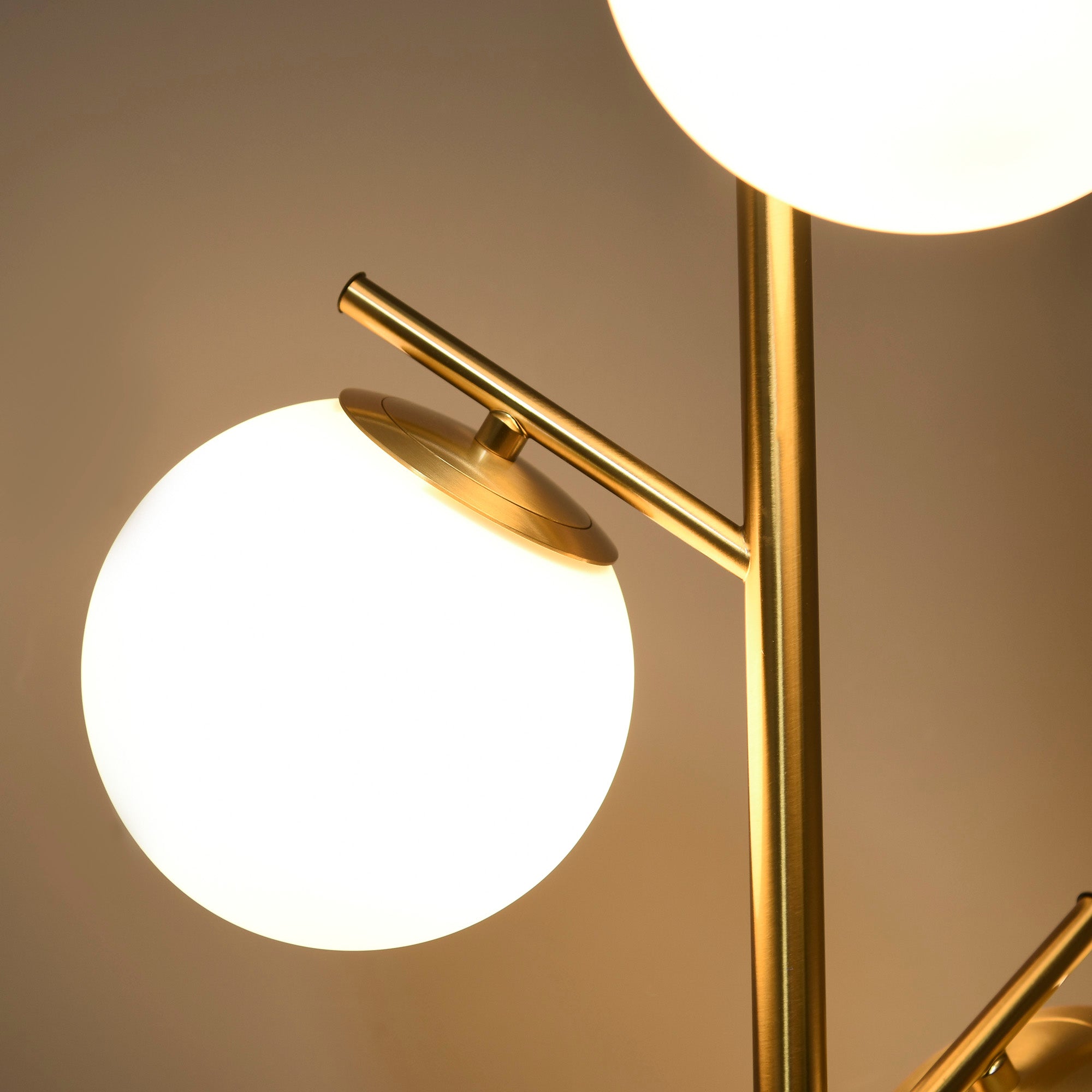 HOMCOM 3-Light Tree Floor Lamps for Living Room, Modern Standing Lamp for Bedroom with Globe Lampshade, Steel Base, Bulb not Included, Gold Tone - North Peak Garden Furniture