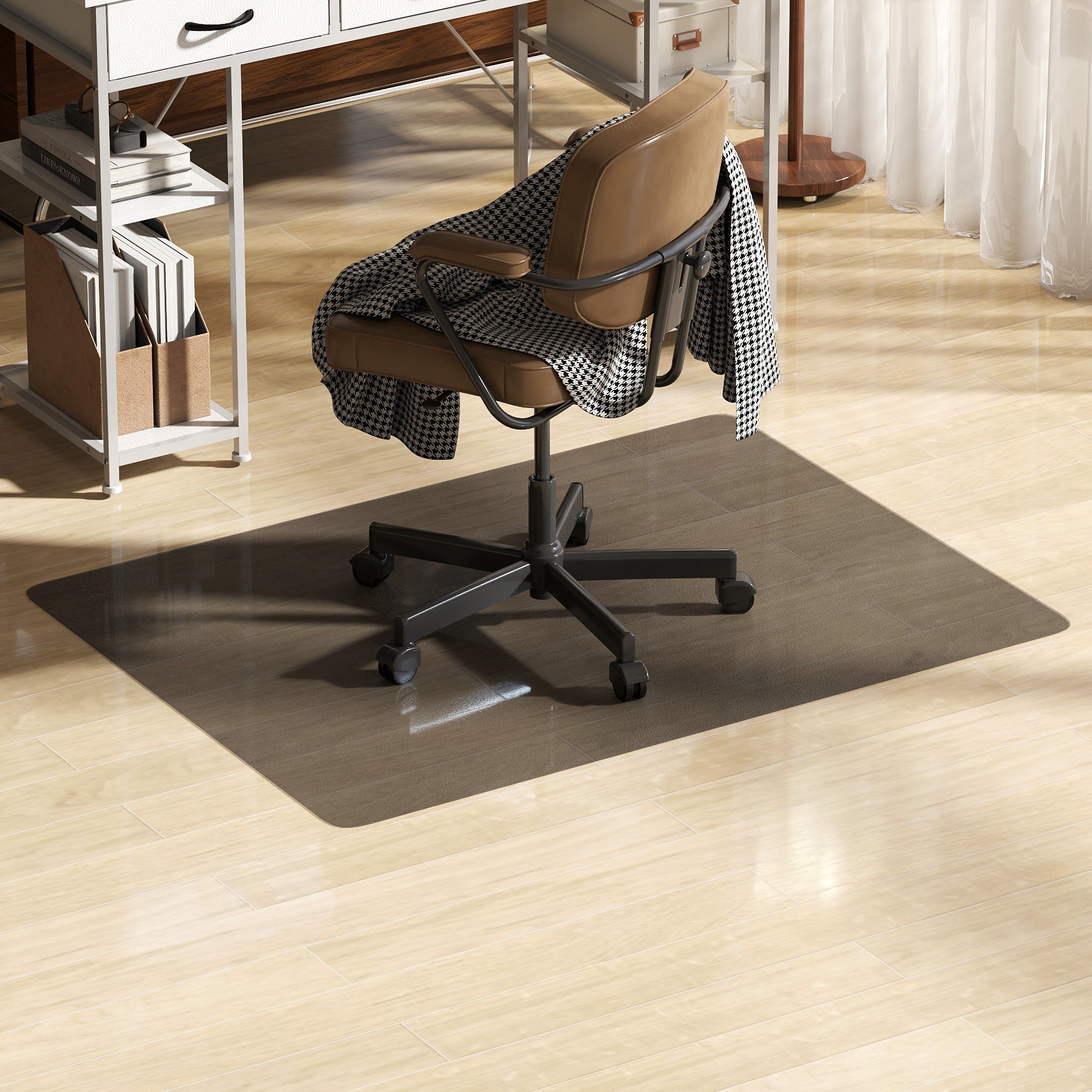 HOMCOM Chair Mat for Hard Floors, 90 x 120 cm Non-Slip Floor Mats for Wood/Tile Protection, Office & Home, Black