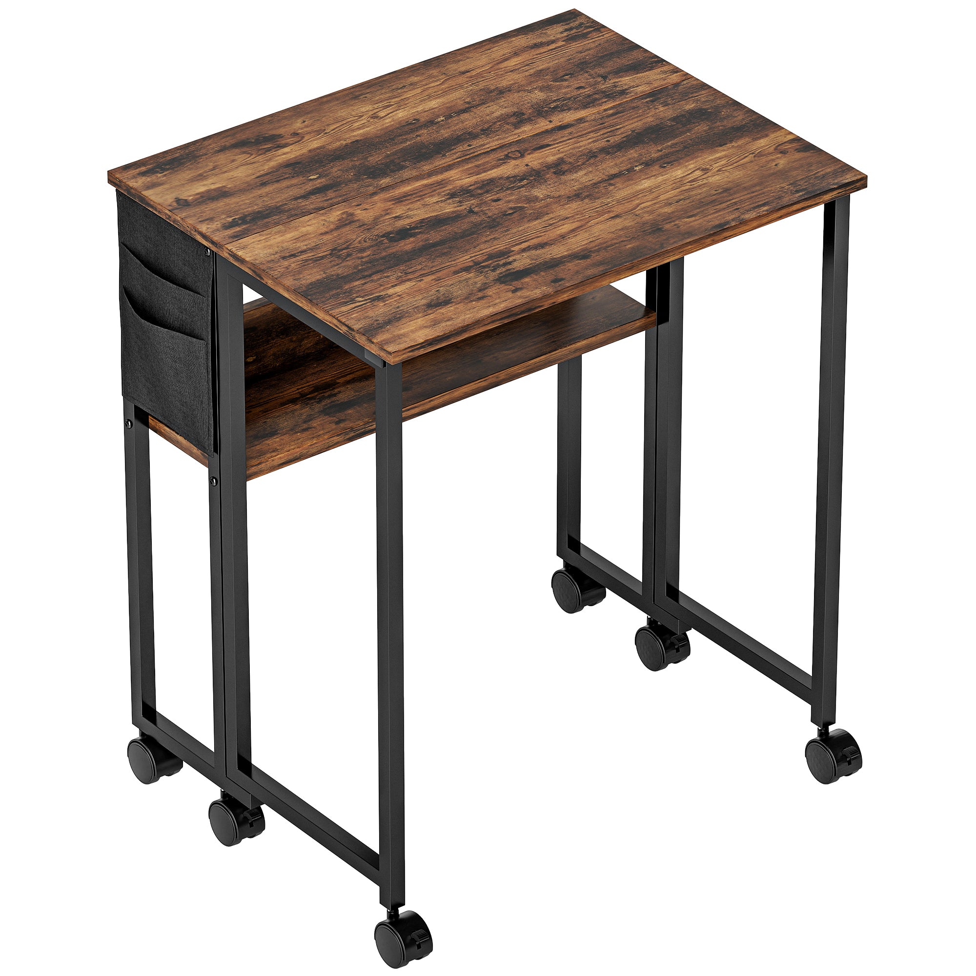 HOMCOM 63 cm Drop Leaf Writing Work Desk - Rustic Brown - North Peak Garden Furniture