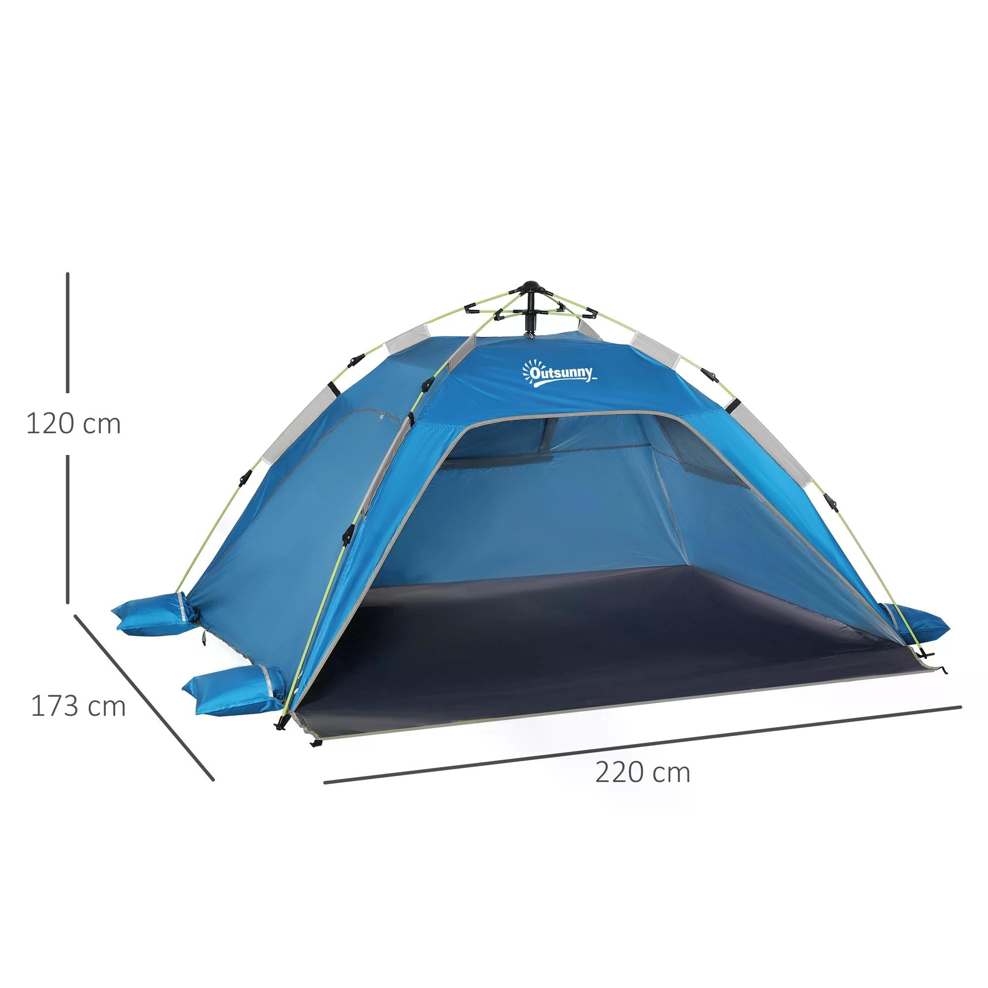 Outsunny Pop-up Beach Tent Sun Shade Shelter for 1-2 Person UV Protection Waterproof with Ventilating Mesh Windows Carrying Bag