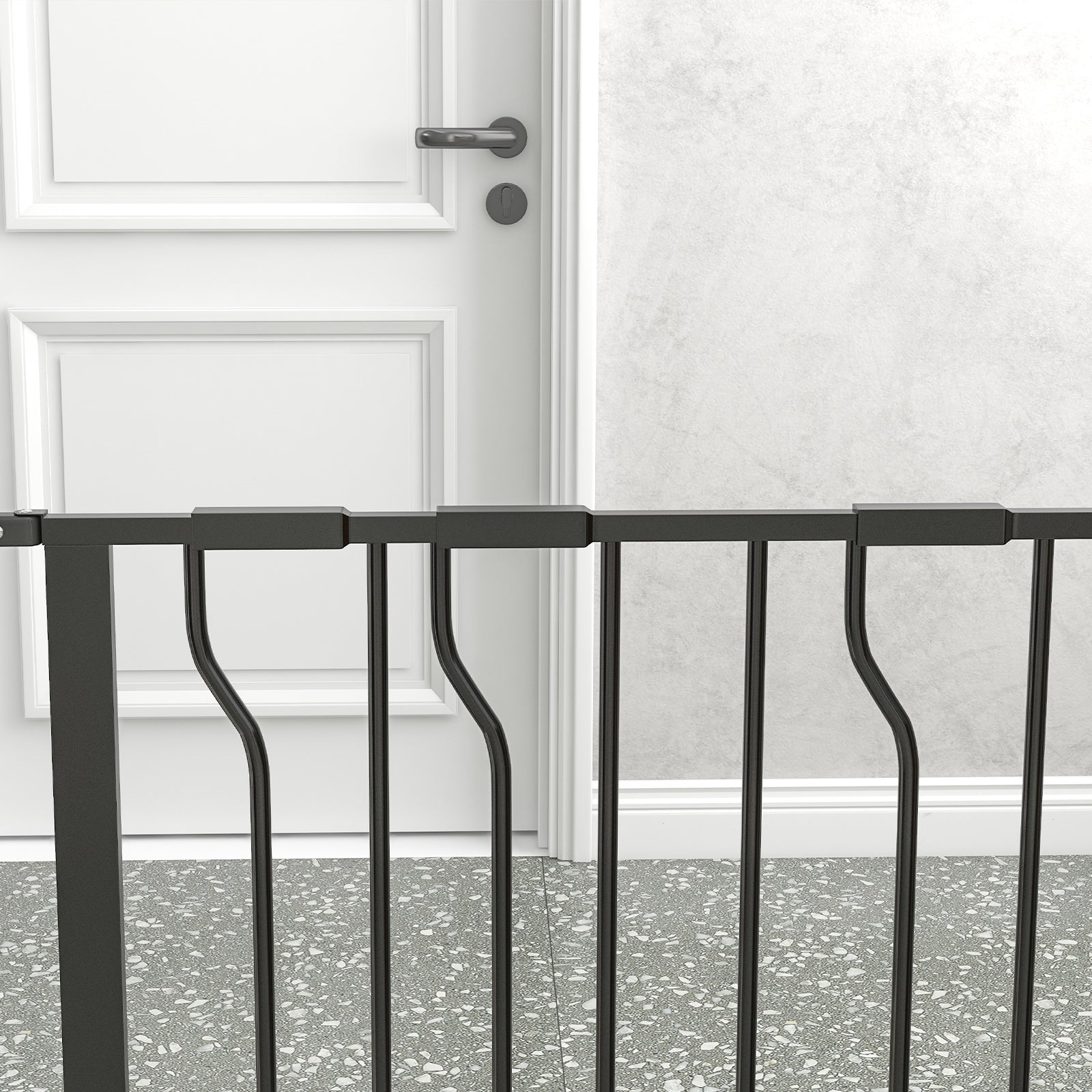 PawHut Extra Wide Dog Safety Gate, with Door Pressure, for Doorways, Hallways, Staircases - Black - North Peak Garden Furniture