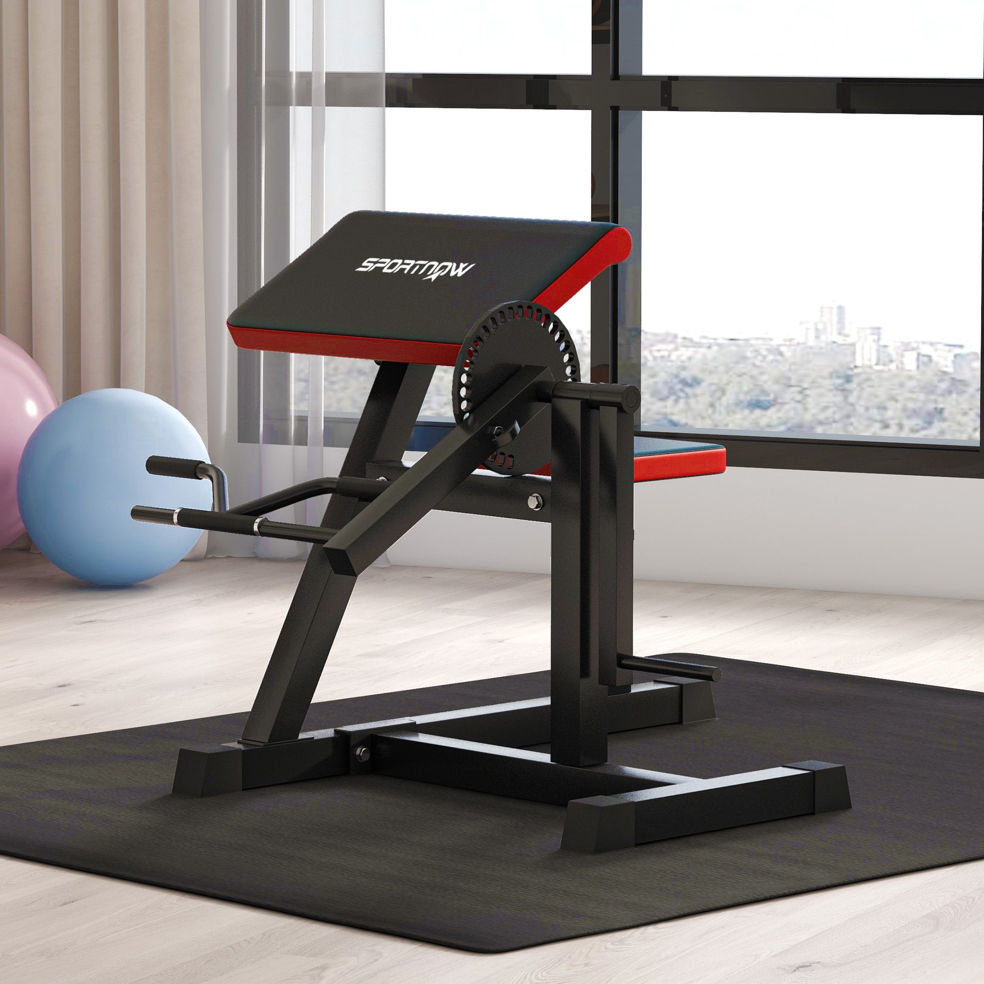 SPORTNOW Adjustable Preacher Curl Bench, Multi-Functional Weight Bench with Handlebar and Elbow Cushion for Home and Outdoor Gym - North Peak Garden Furniture