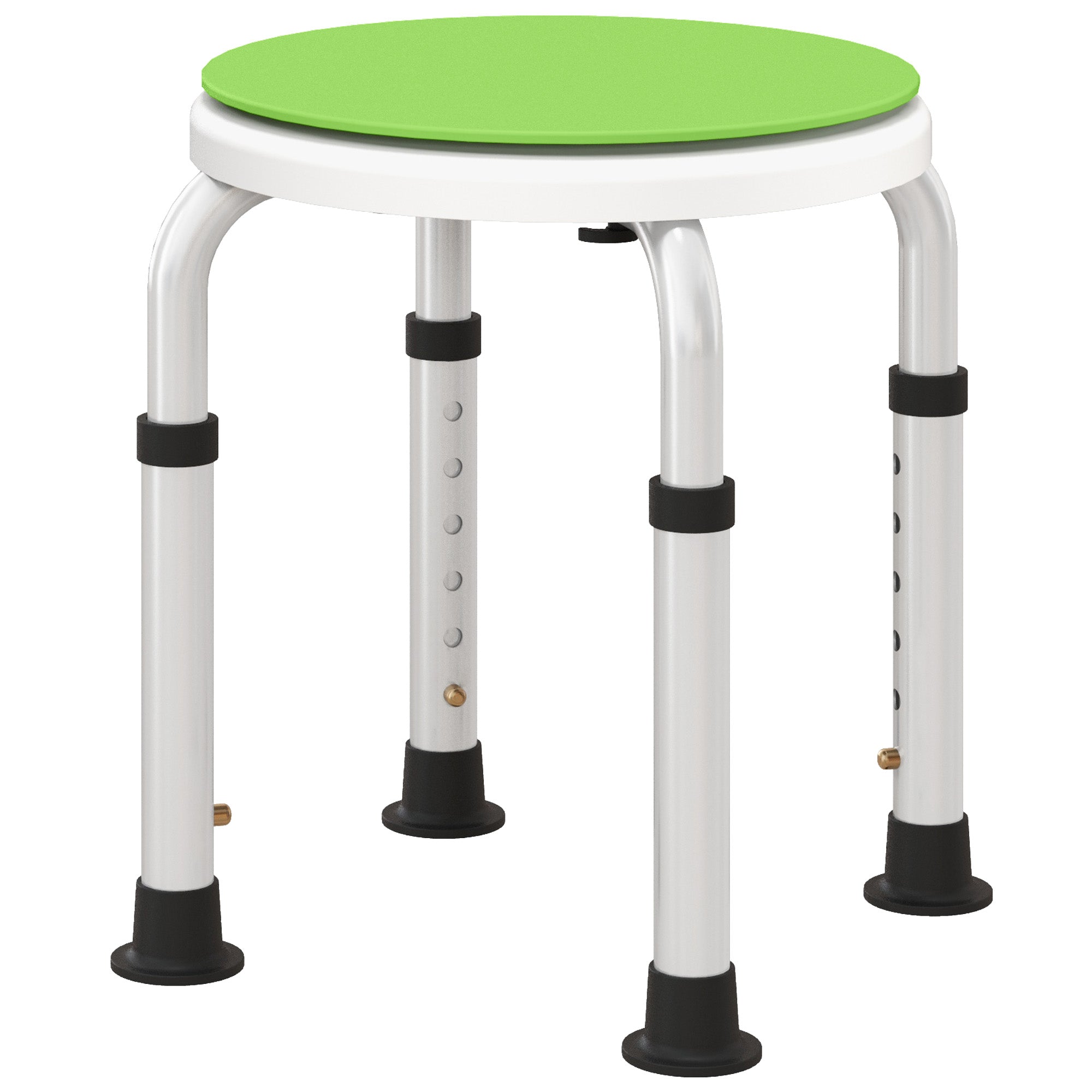 HOMCOM 360° Swivel Shower Chair, Height Adjustable Aluminium Shower Stool with Non-Slip Feet for Disabled, Elderly, Green - North Peak Garden Furniture