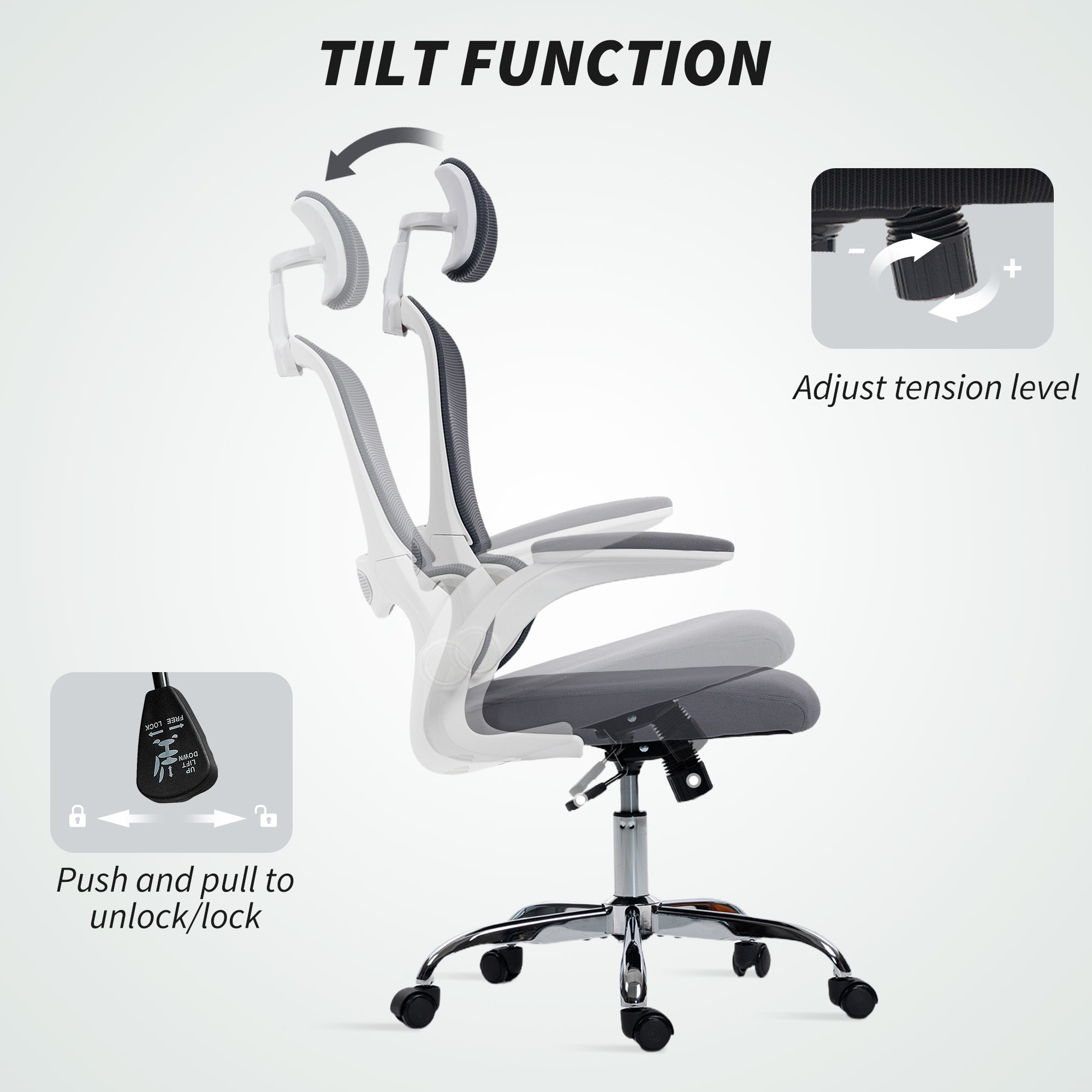 HOMCOM Mesh Back Office Chair, with Lumbar Support - Charcoal Grey