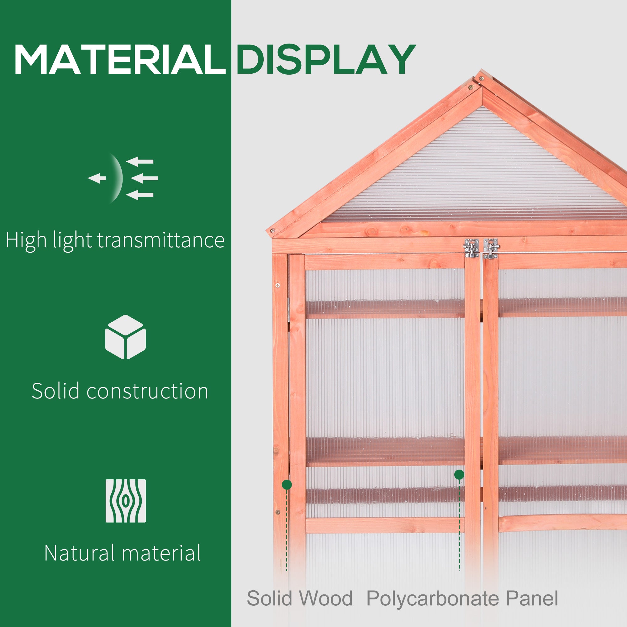Outsunny Garden Cold Frame Polycarbonate Greenhouse with Adjustable Shelves, Double Doors, Openable Top Covers, Grow House for Flower Vegetable Plants, 80 x 47 x 138cm, Orange - North Peak Garden Furniture