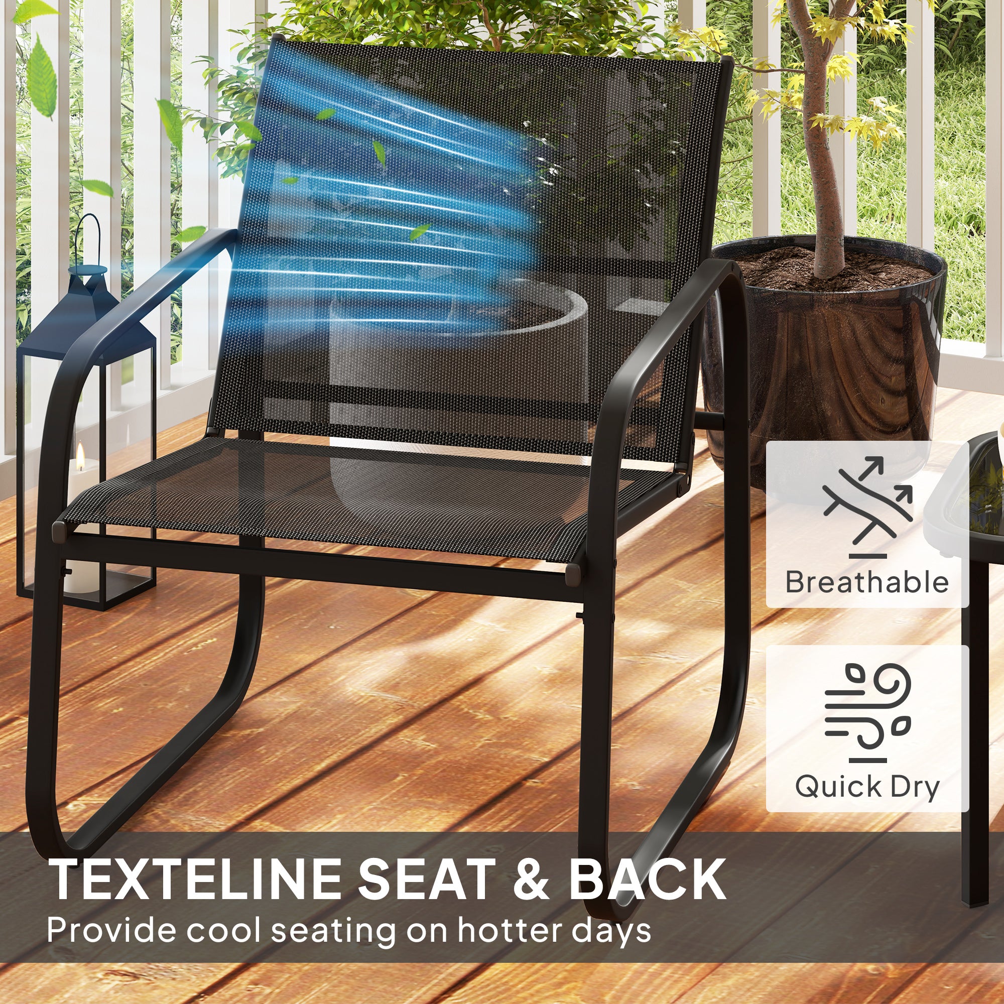Outsunny Three-Piece Garden Seating Set - Black - North Peak Garden Furniture